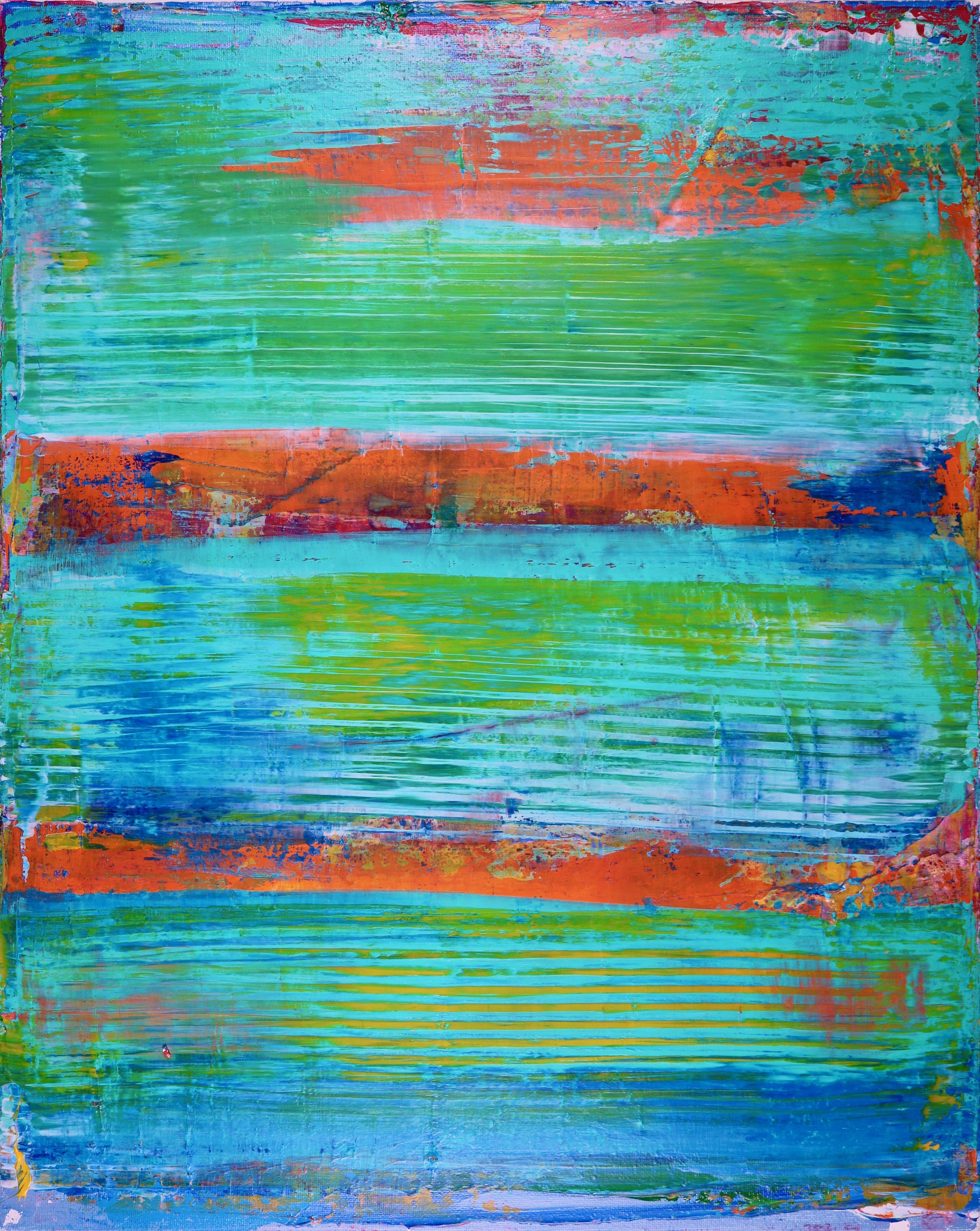 Abstract Painting di Nestor Toro - Panorama arancione, Pittura, Acrilico su tela