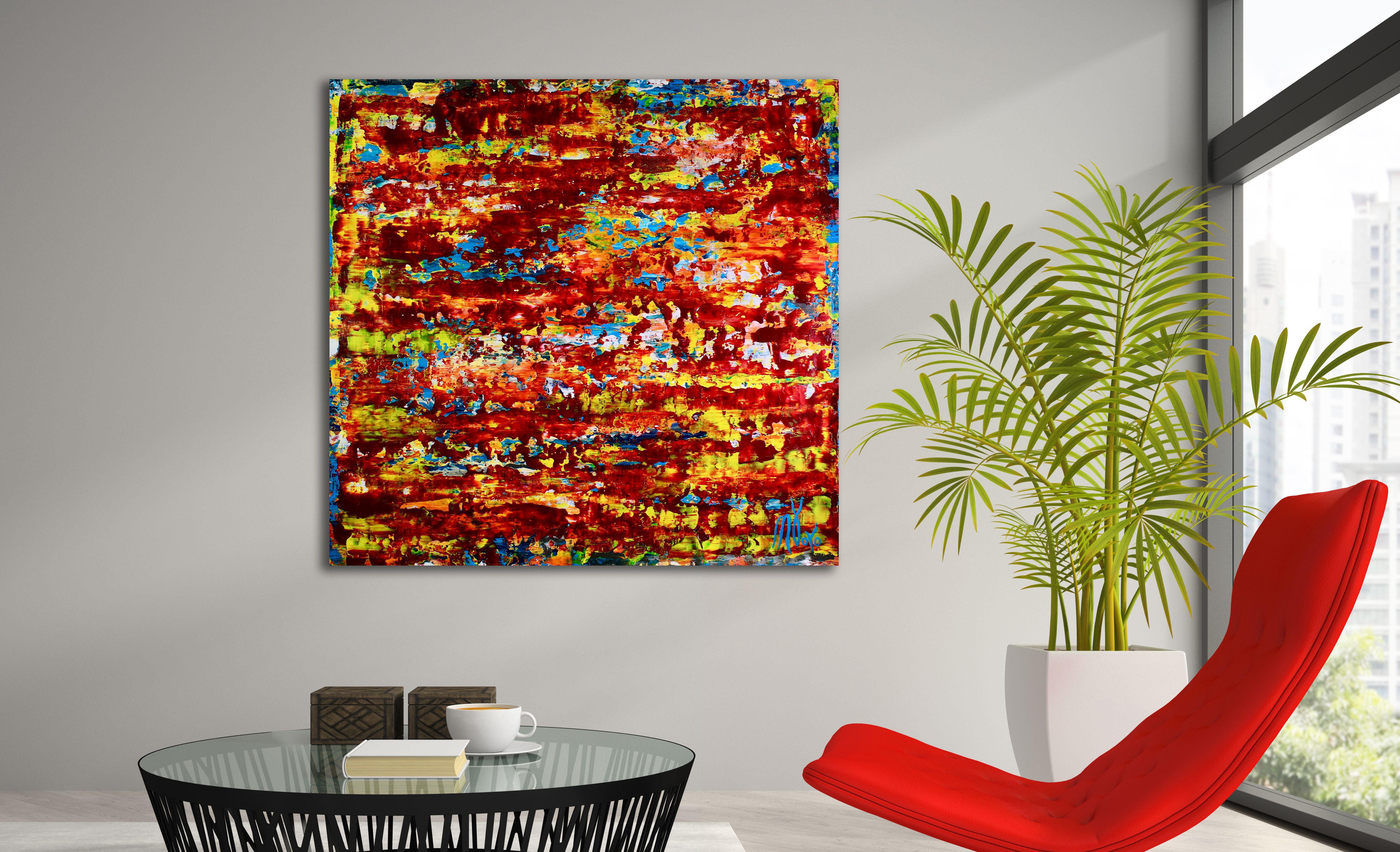 ORGANIC COLOR FUSION 3, Painting, Acrylic on Canvas - Red Abstract Painting by Nestor Toro