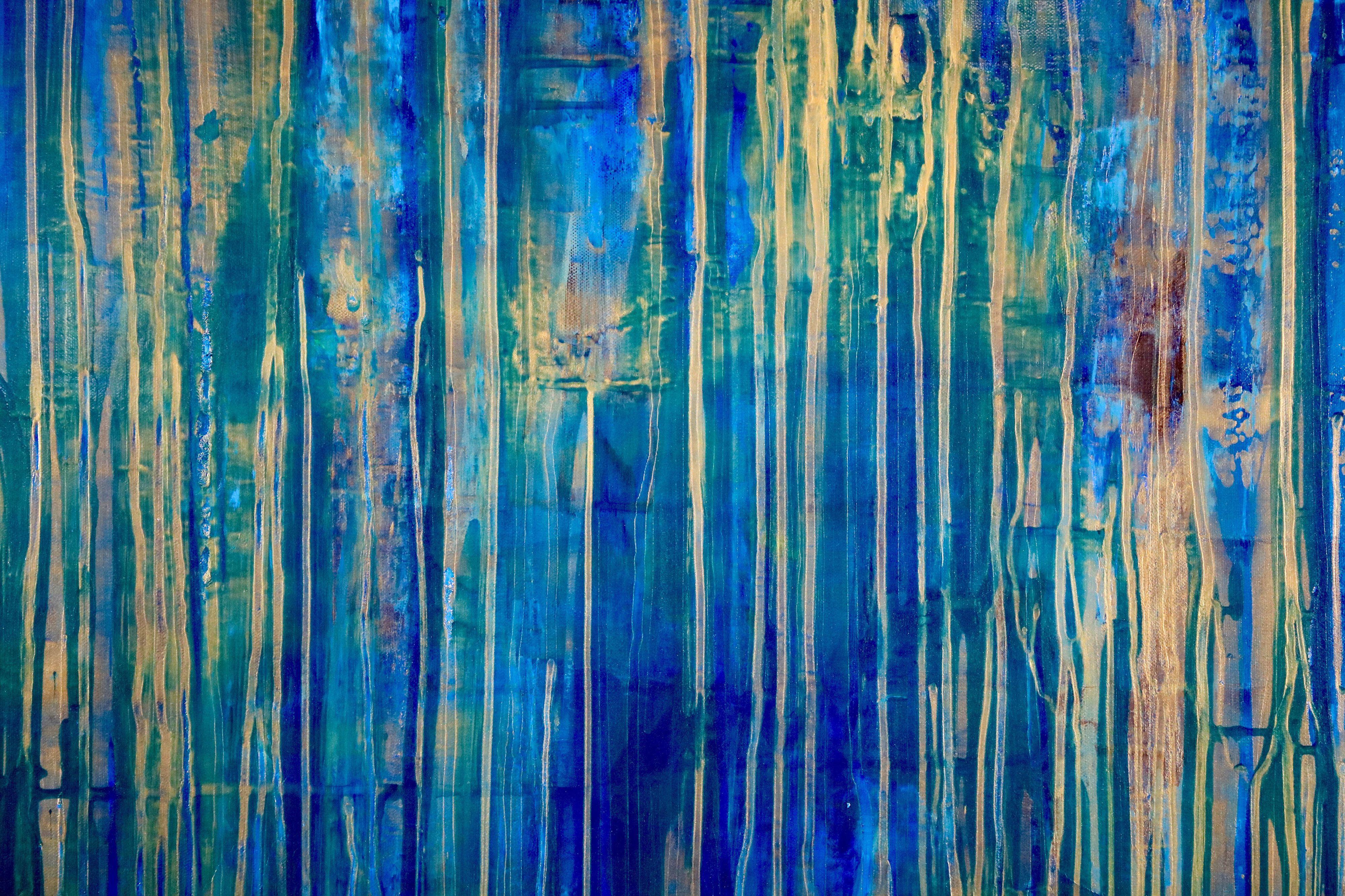 Out of the water (night of thunder), Painting, Acrylic on Canvas - Blue Abstract Painting by Nestor Toro