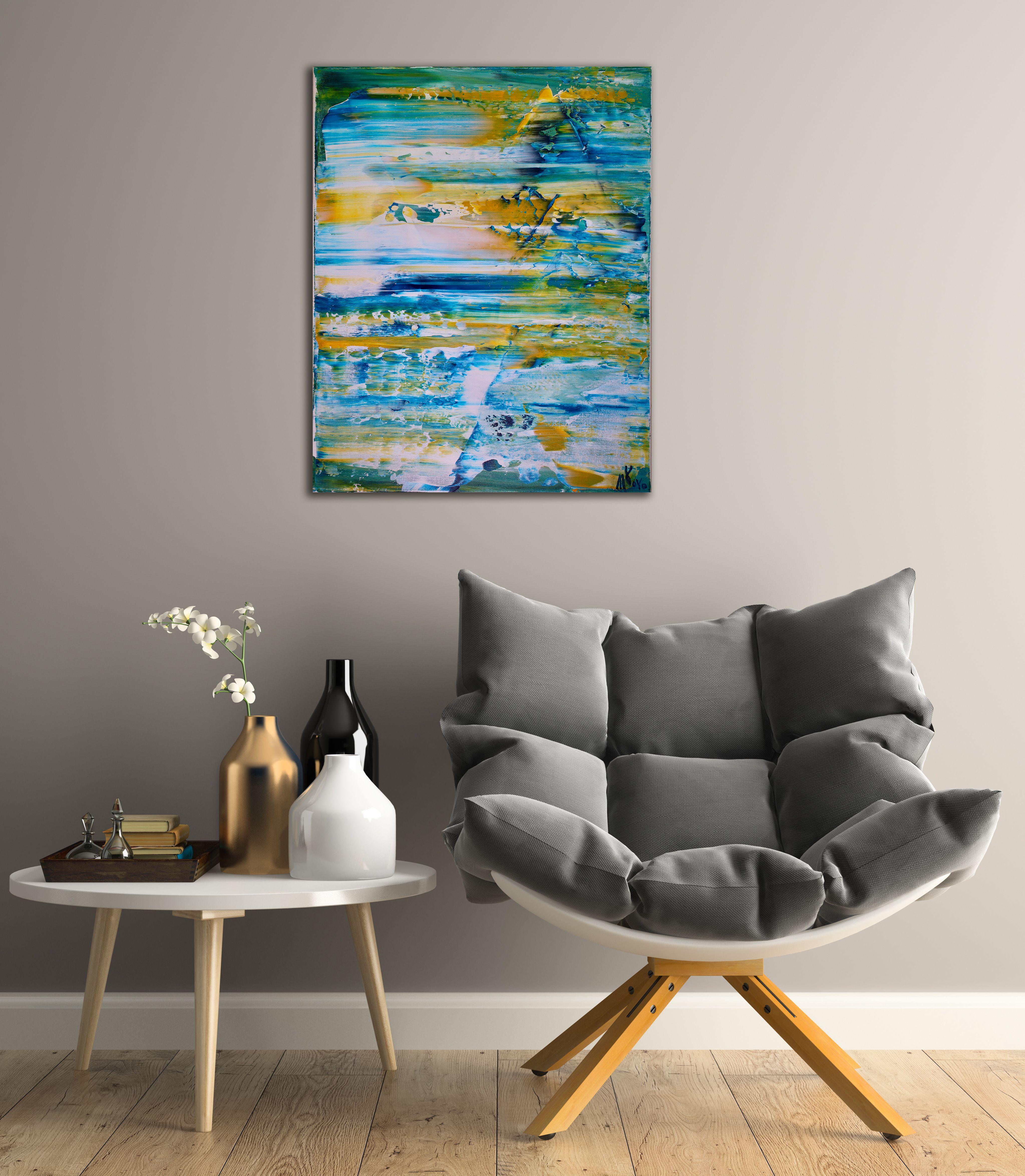 Sopra il Pacifico, Pittura, Acrilico su tela - Abstract Painting Blu di Nestor Toro