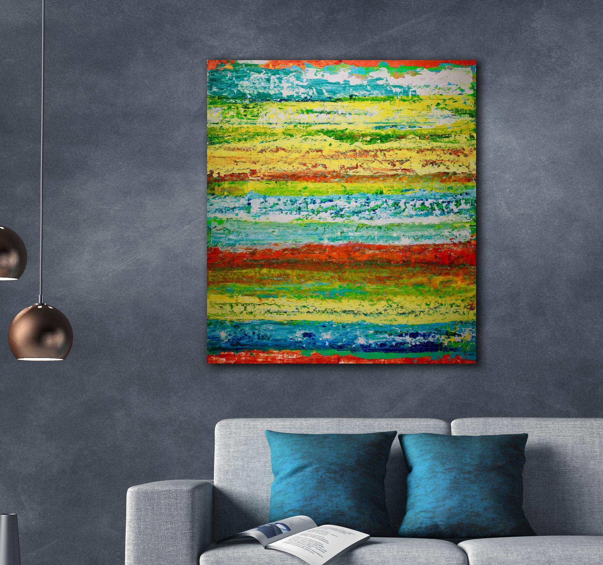 Oltre il giallo, Pittura, Acrilico su tela - Abstract Painting Marrone di Nestor Toro