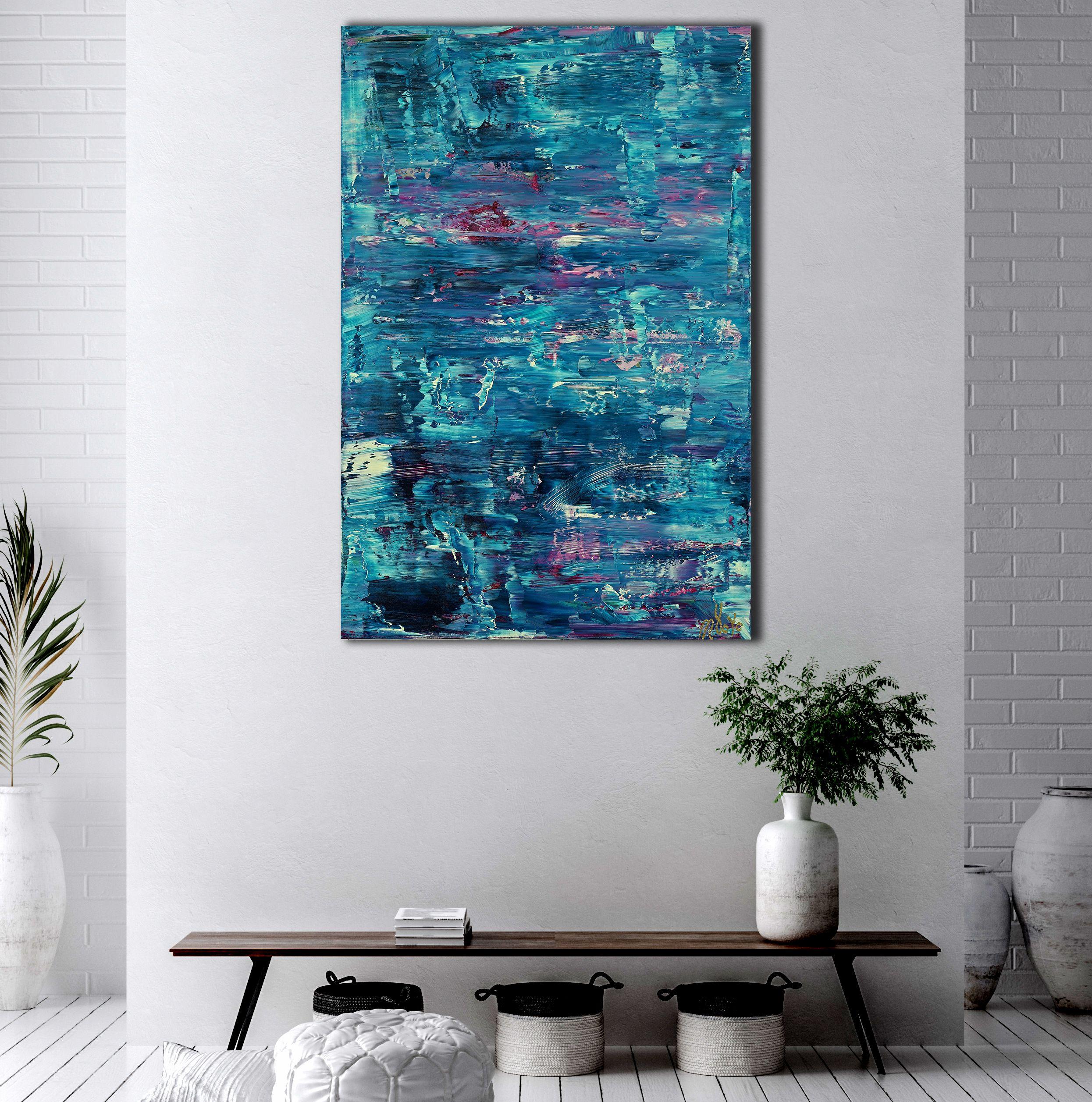 Pale Blue and Water, Painting, Acrylic on Canvas For Sale 1