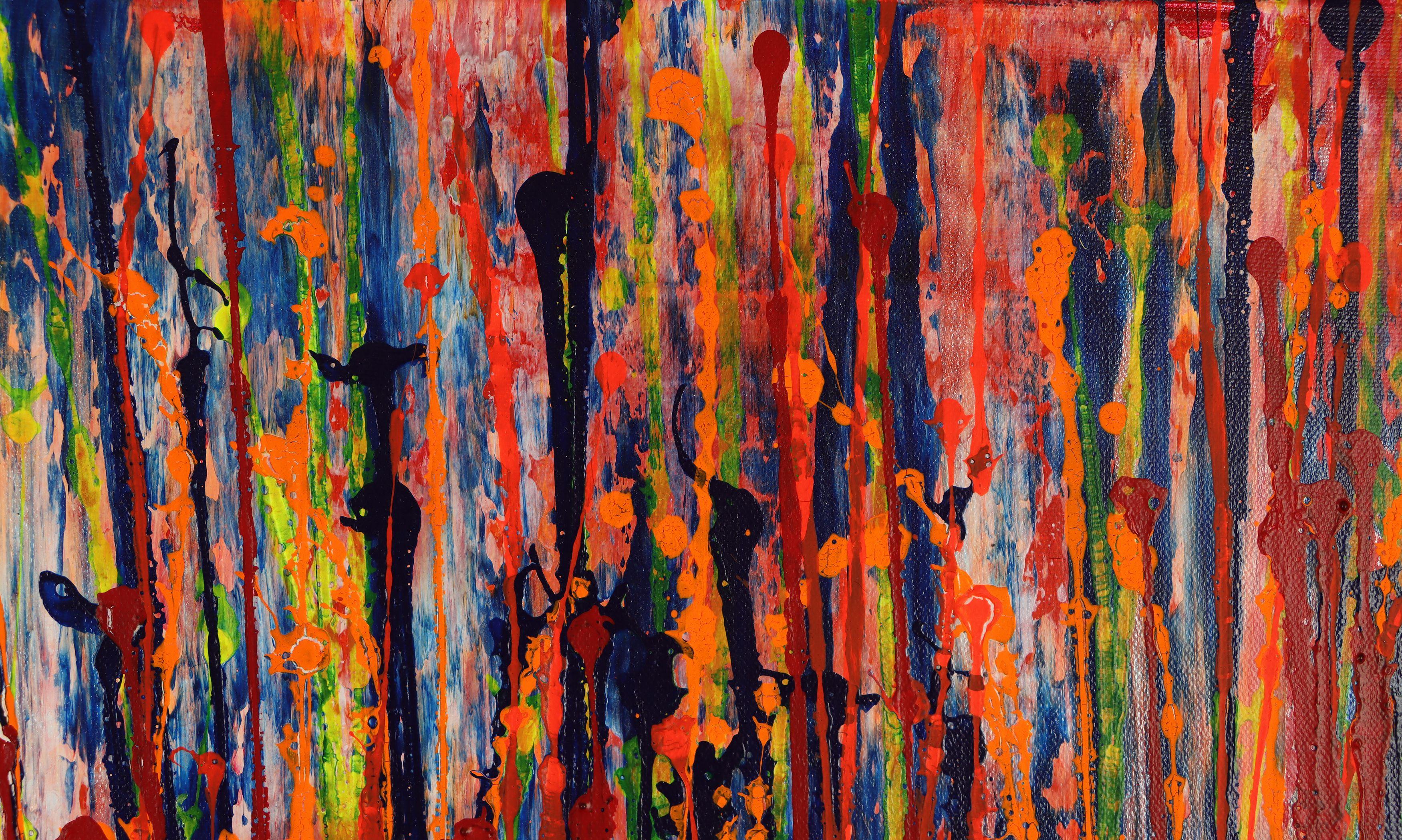 Panorama Astratto 1, Gemälde, Acryl auf Leinwand (Rot), Abstract Painting, von Nestor Toro
