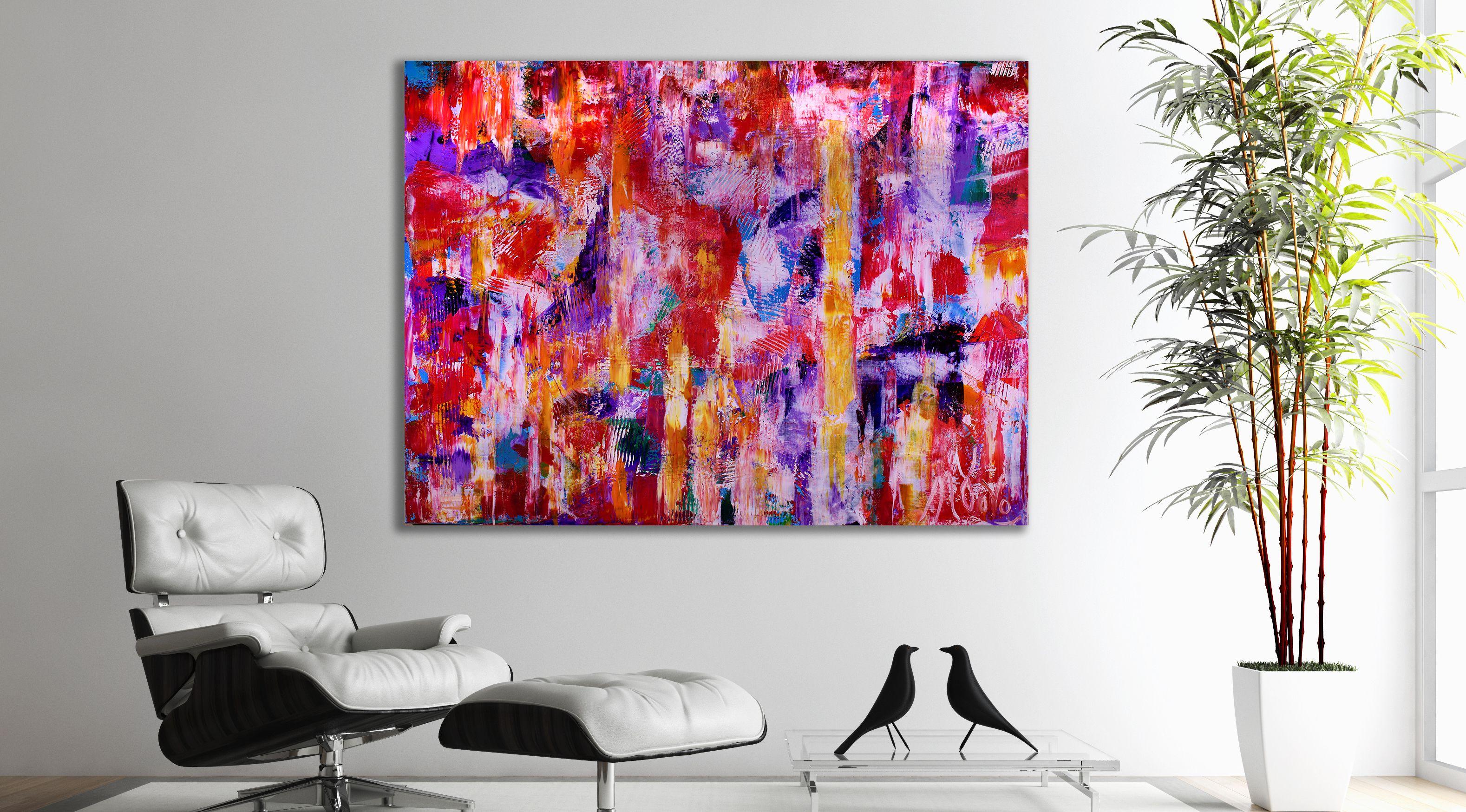 Passion Spectra, Painting, Acrylic on Canvas - Pink Abstract Painting by Nestor Toro