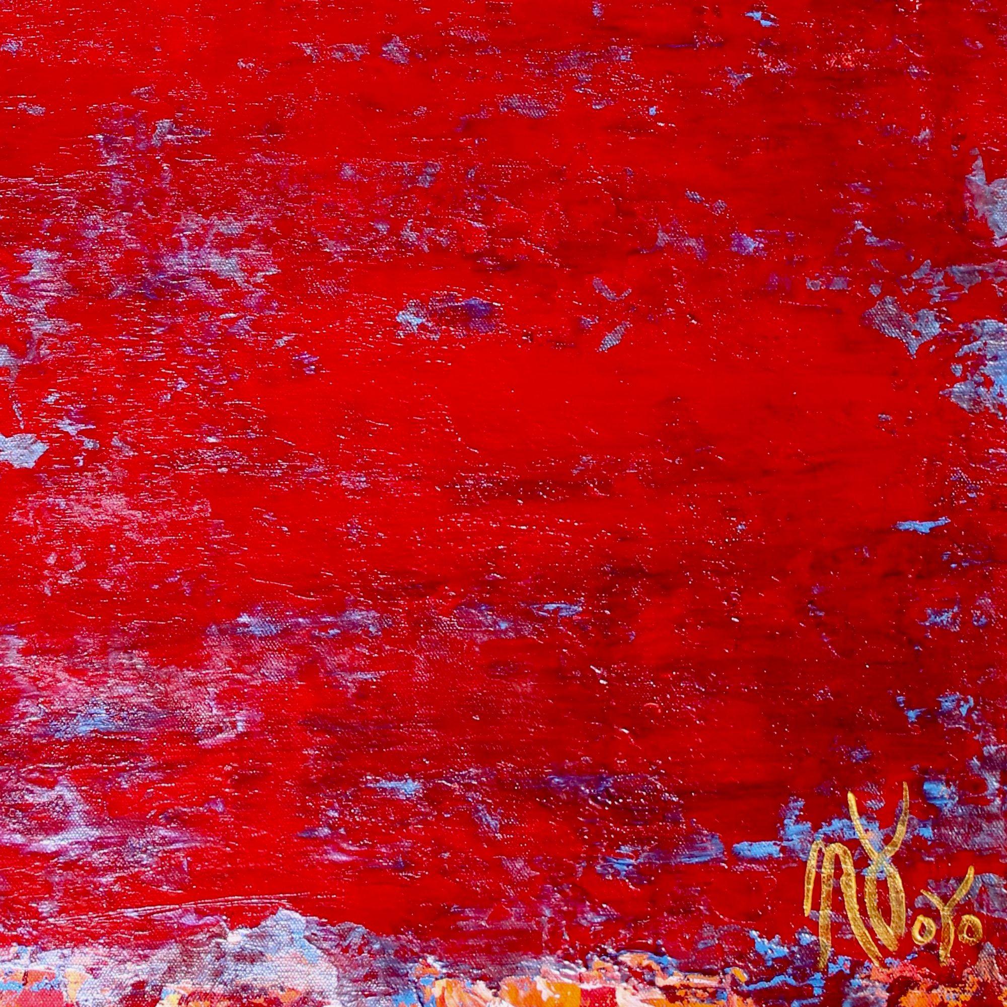 Rojo petrificado, Pintura, Acrílico sobre lienzo - Painting Abstracto de Nestor Toro