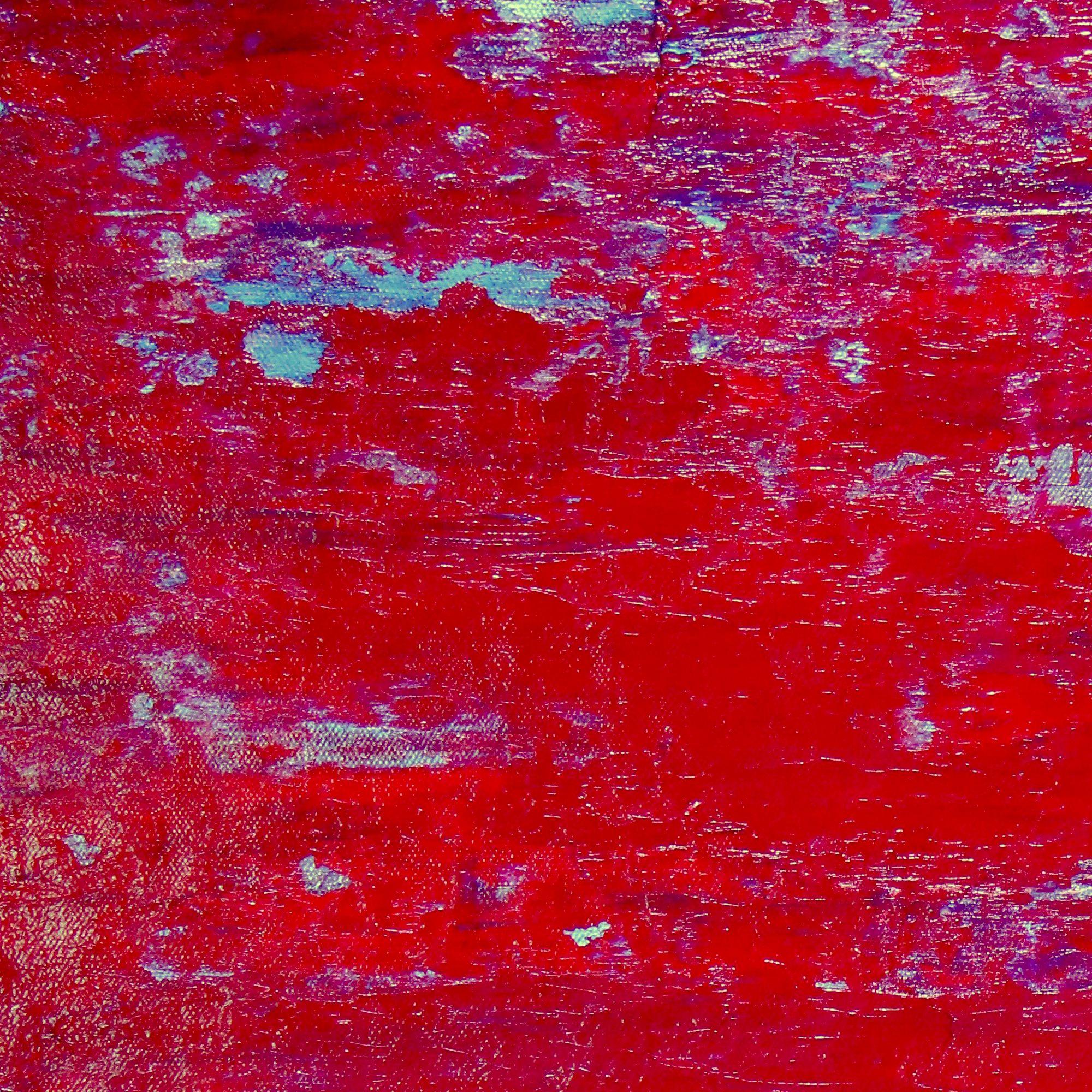 ¡ARDIENTE, AUDAZ E INTRINCADO ABSTRACTO!     Cada color de este impactante cuadro se mezcló a mano con partículas de mica y medios iridiscentes para hacer que el rojo y los subtonos resaltaran y brillaran. Los colores se vertieron en diferentes