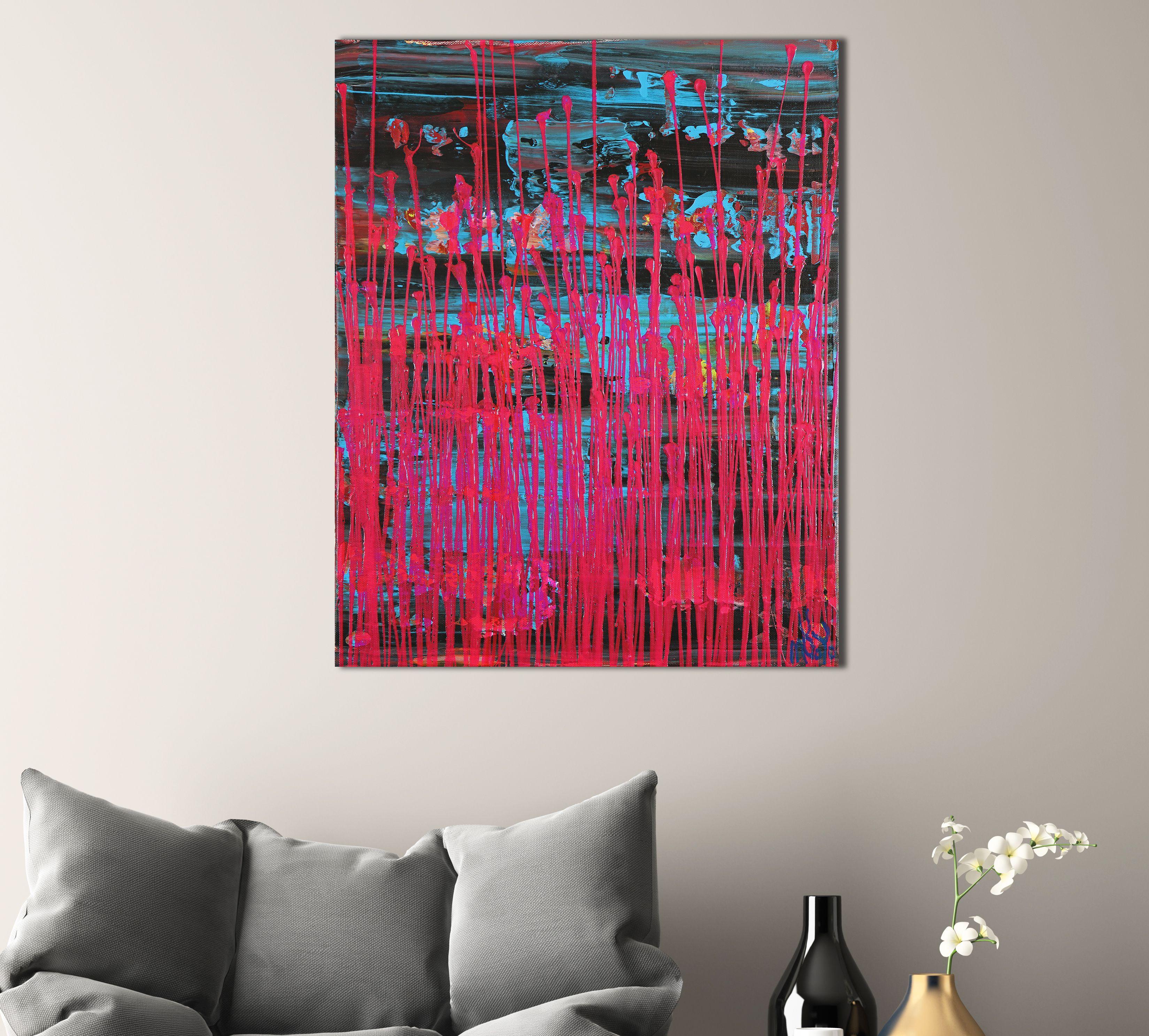 Pink frequencies (Electric panorama), Painting, Acrylic on Canvas 2