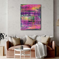 Pink refractions (Green textures) 2, Painting, Acrylic on Canvas