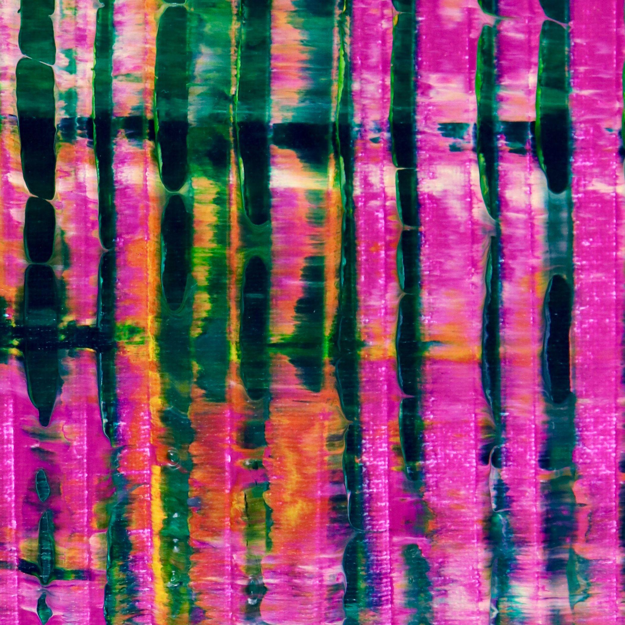 Pink refractions (Green textures) 2, Painting, Acrylic on Canvas For Sale 3