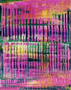 Pink refractions (Green textures) 2, Painting, Acrylic on Canvas