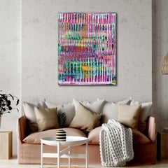 Pink refractions (Green textures), Painting, Acrylic on Canvas