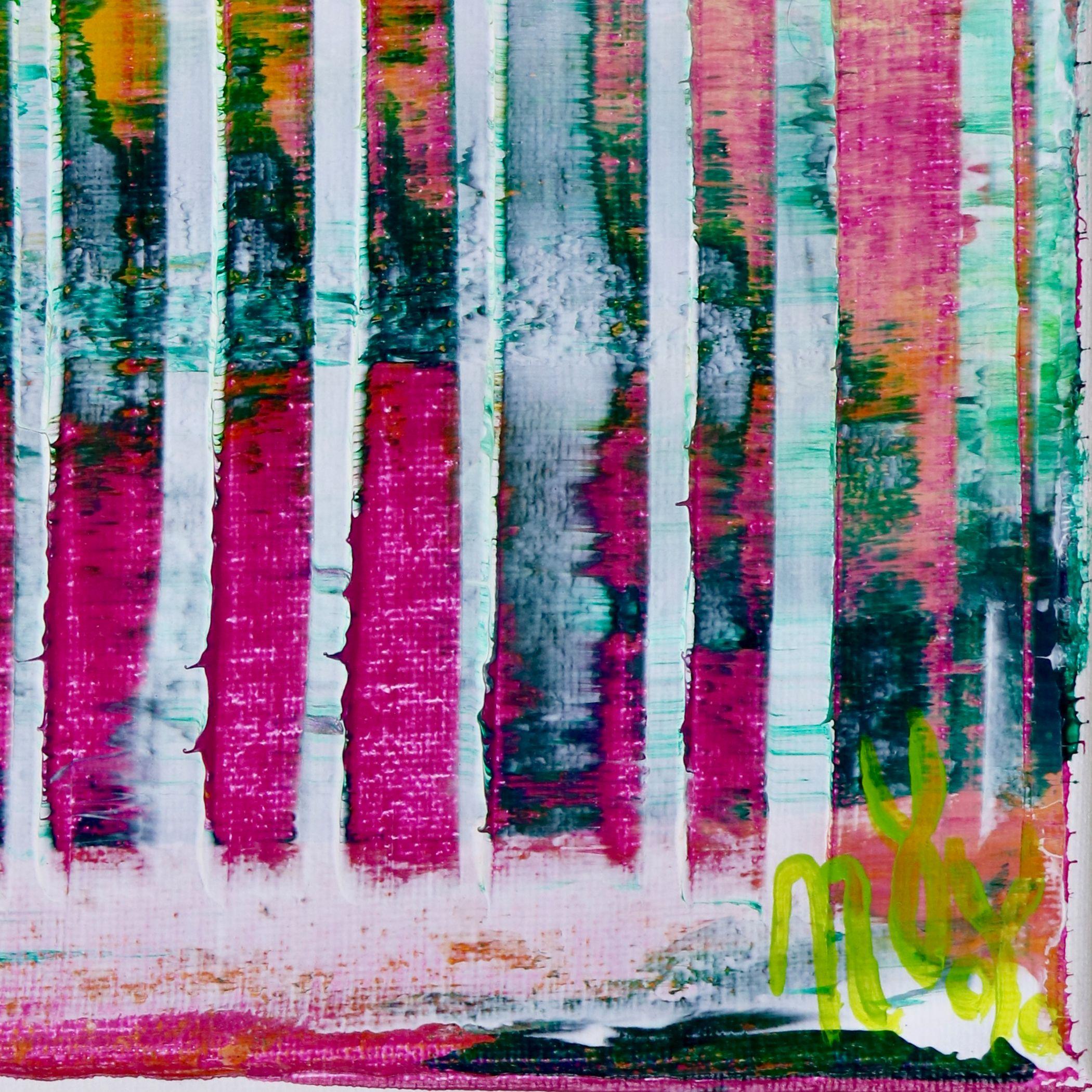 Rifrazioni rosa (texture verde), Pittura, Acrilico su tela - Painting Astratto di Nestor Toro