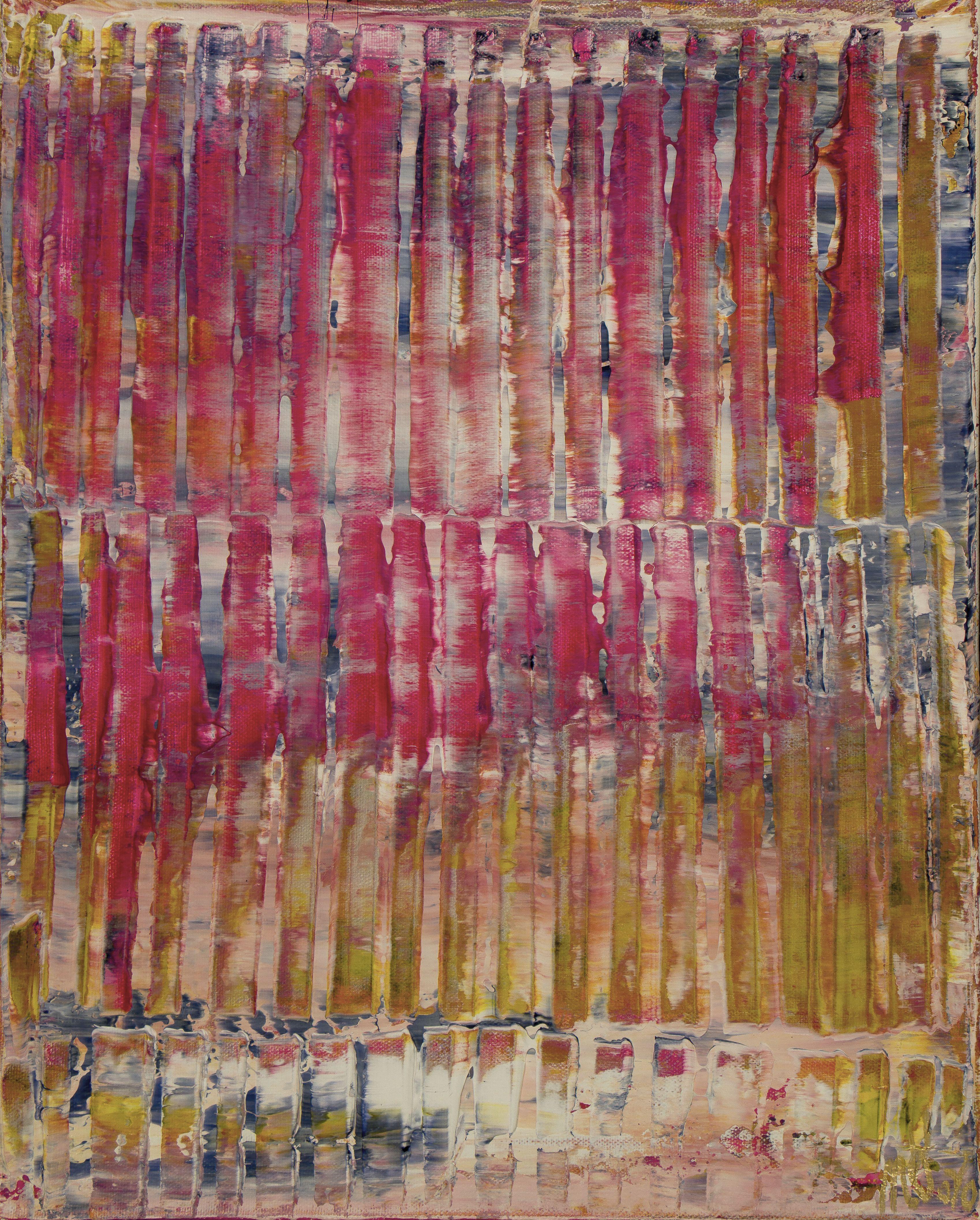 Nestor Toro Abstract Painting - Pink spectra and lights 3, Painting, Acrylic on Canvas