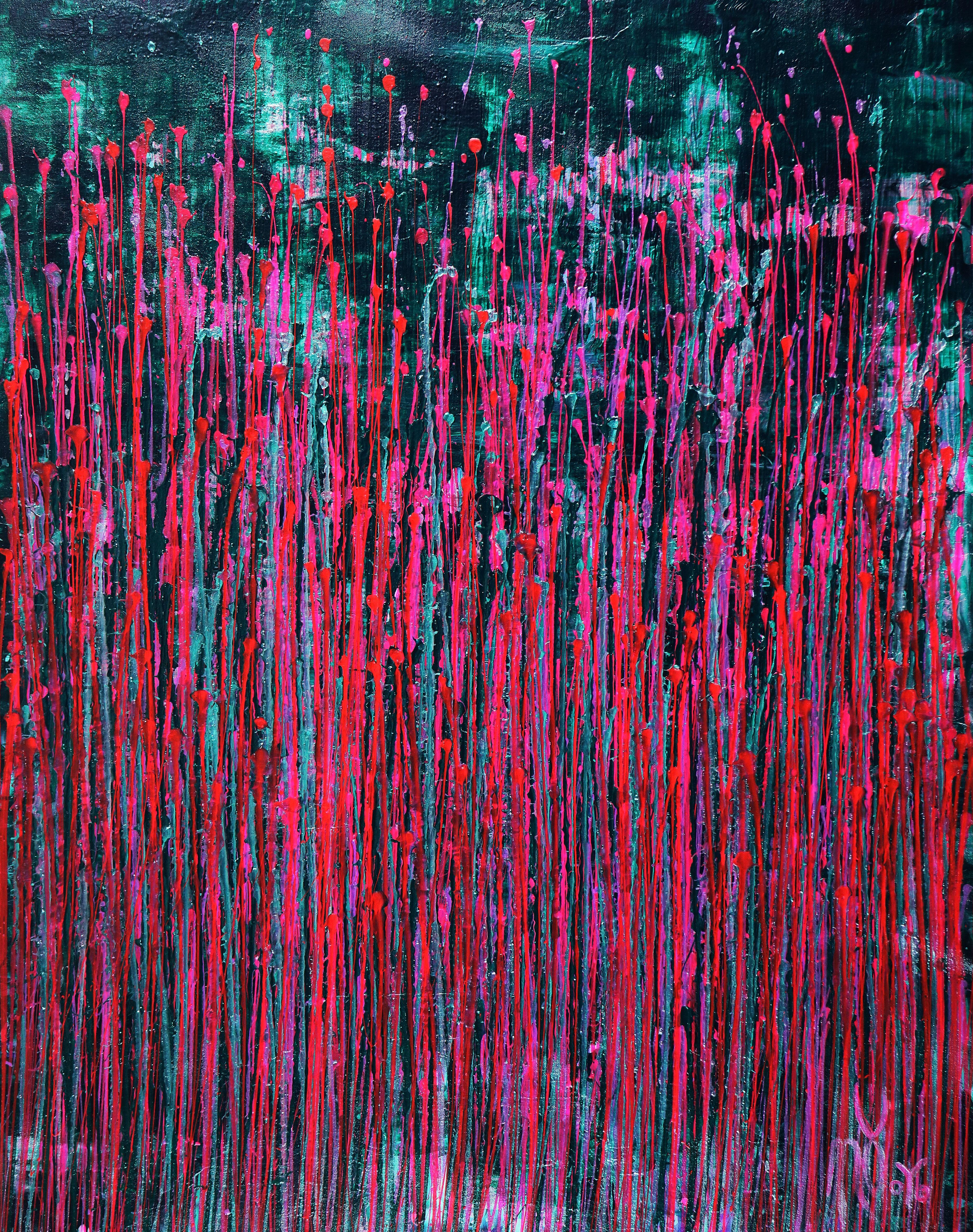 Nestor Toro Abstract Painting - Pink synergy (Fantasy garden), Painting, Acrylic on Canvas
