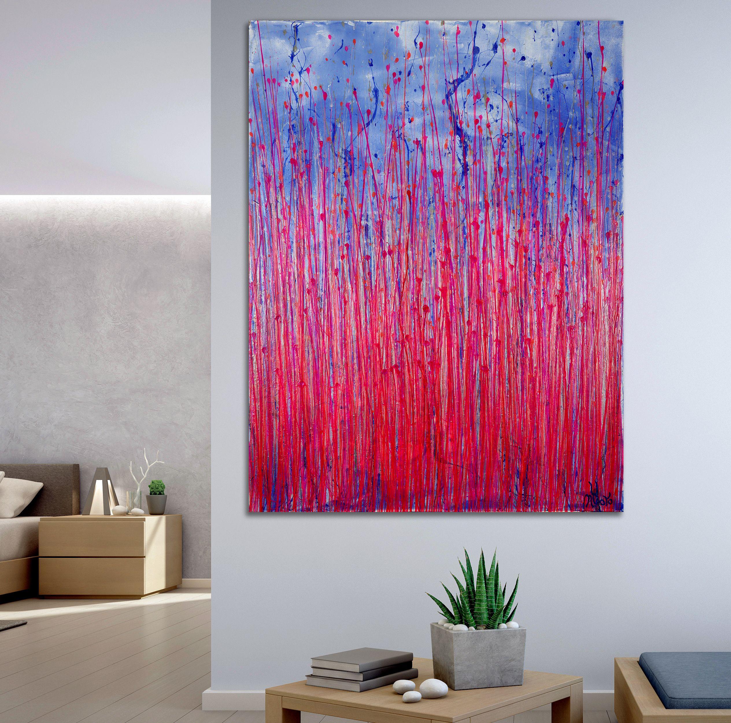 Pink takeover (über Silberblau) 3, Gemälde, Acryl auf Leinwand – Painting von Nestor Toro