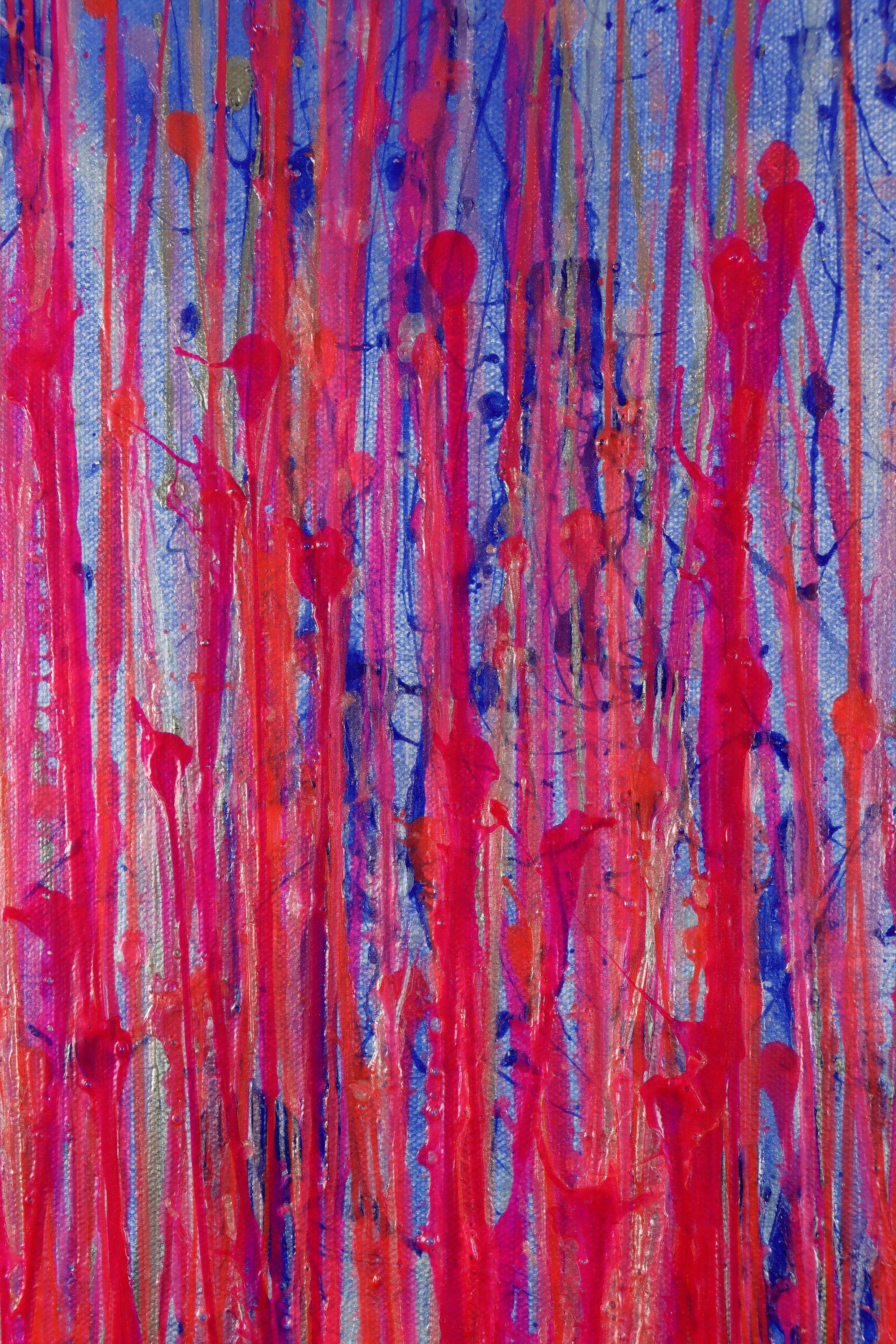 Pink takeover (over silver blue) 3, Painting, Acrylic on Canvas - Purple Abstract Painting by Nestor Toro