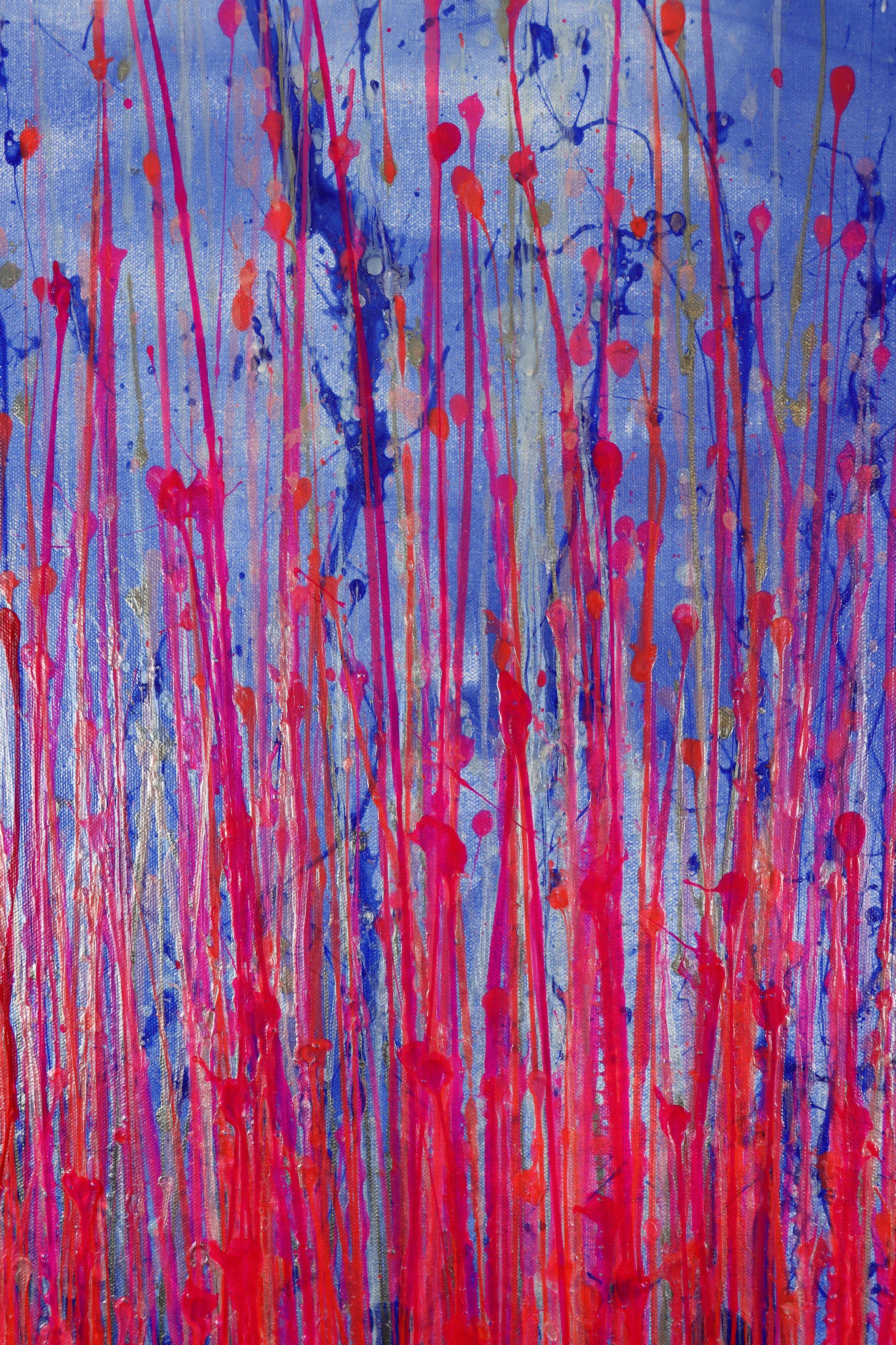 Pink takeover (über Silberblau) 3, Gemälde, Acryl auf Leinwand (Violett), Abstract Painting, von Nestor Toro