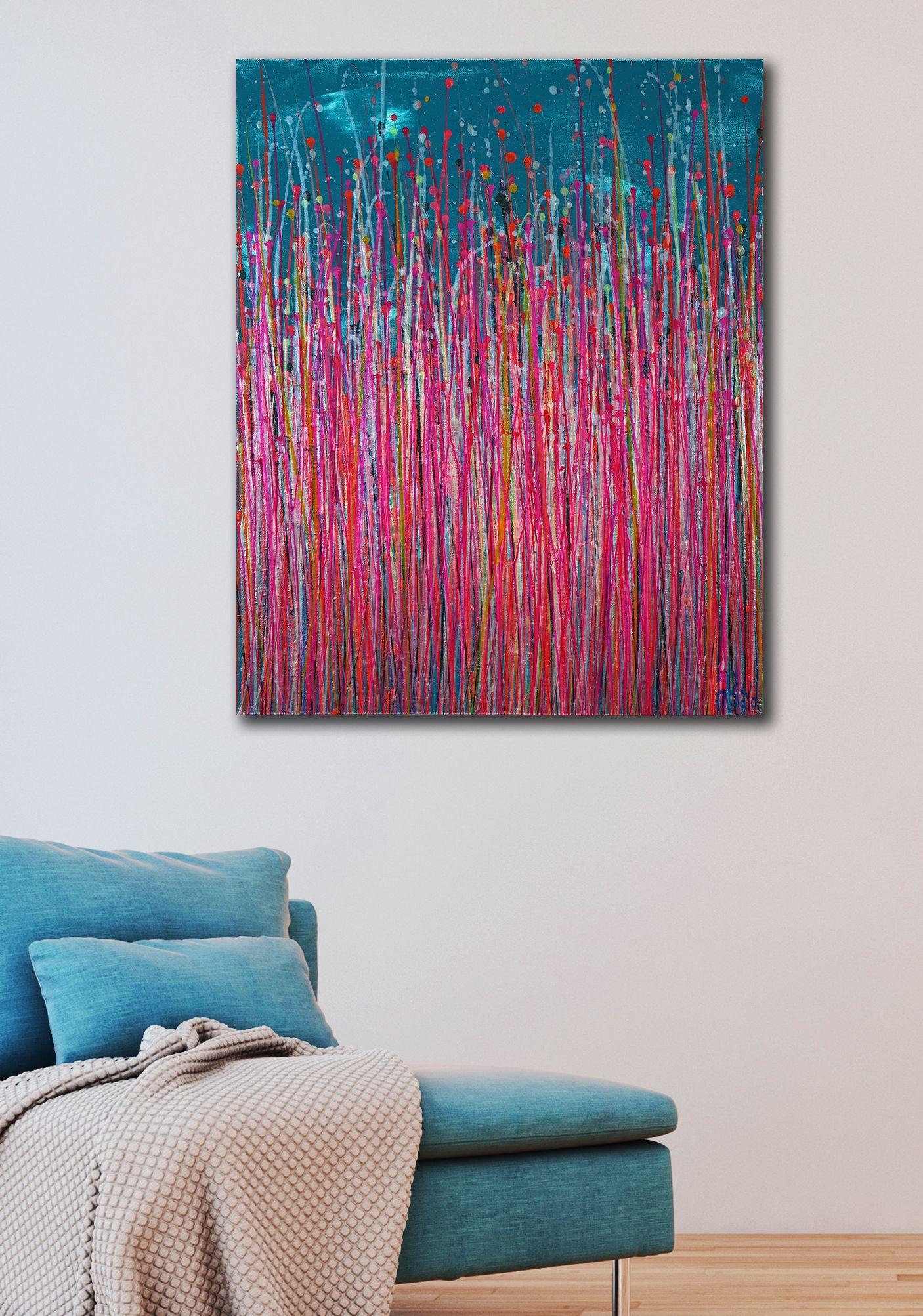 Toma de posesión rosa (sobre azul plateado) 4, Pintura, Acrílico sobre lienzo - Painting de Nestor Toro