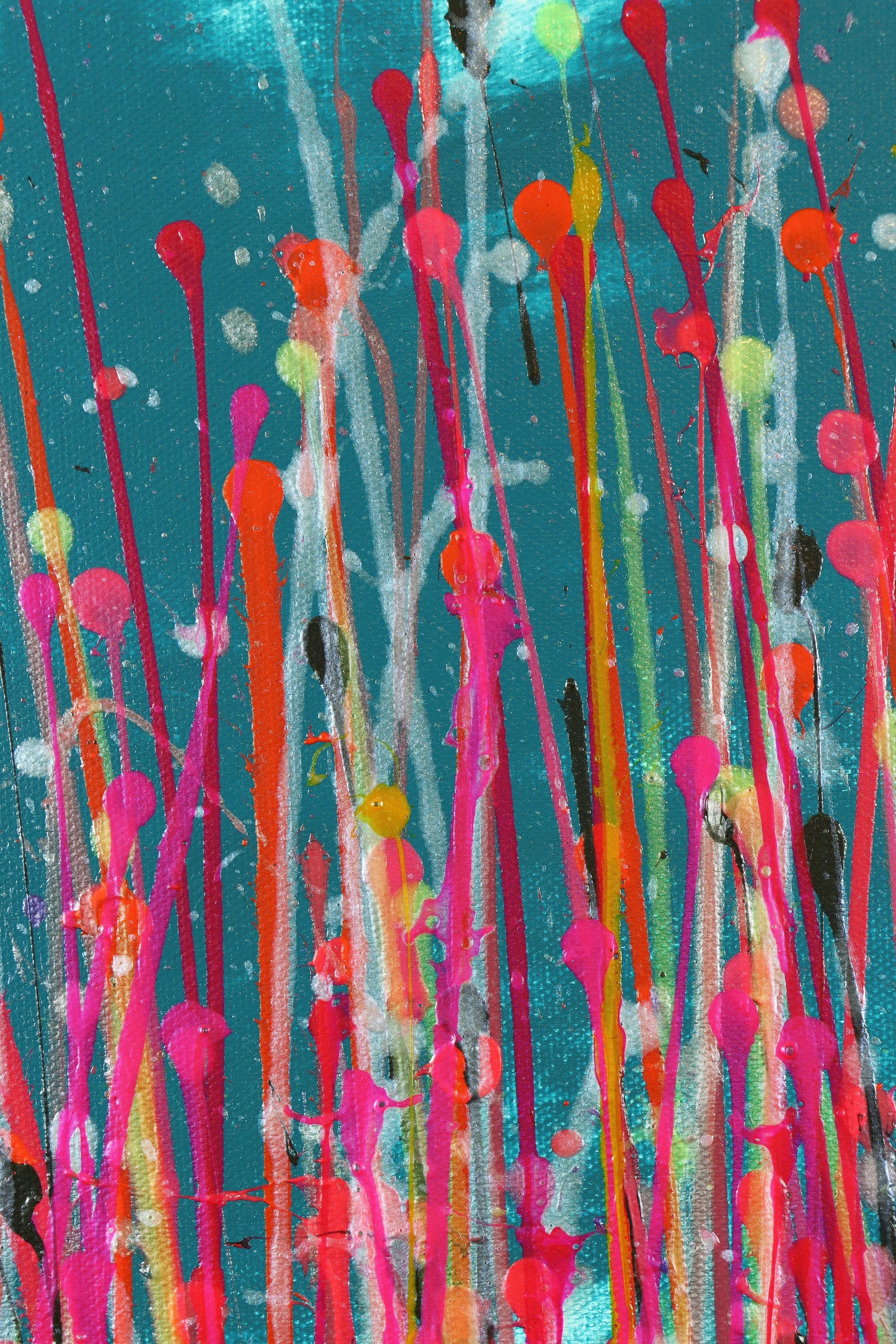 Toma de posesión rosa (sobre azul plateado) 4, Pintura, Acrílico sobre lienzo - Painting Abstracto de Nestor Toro