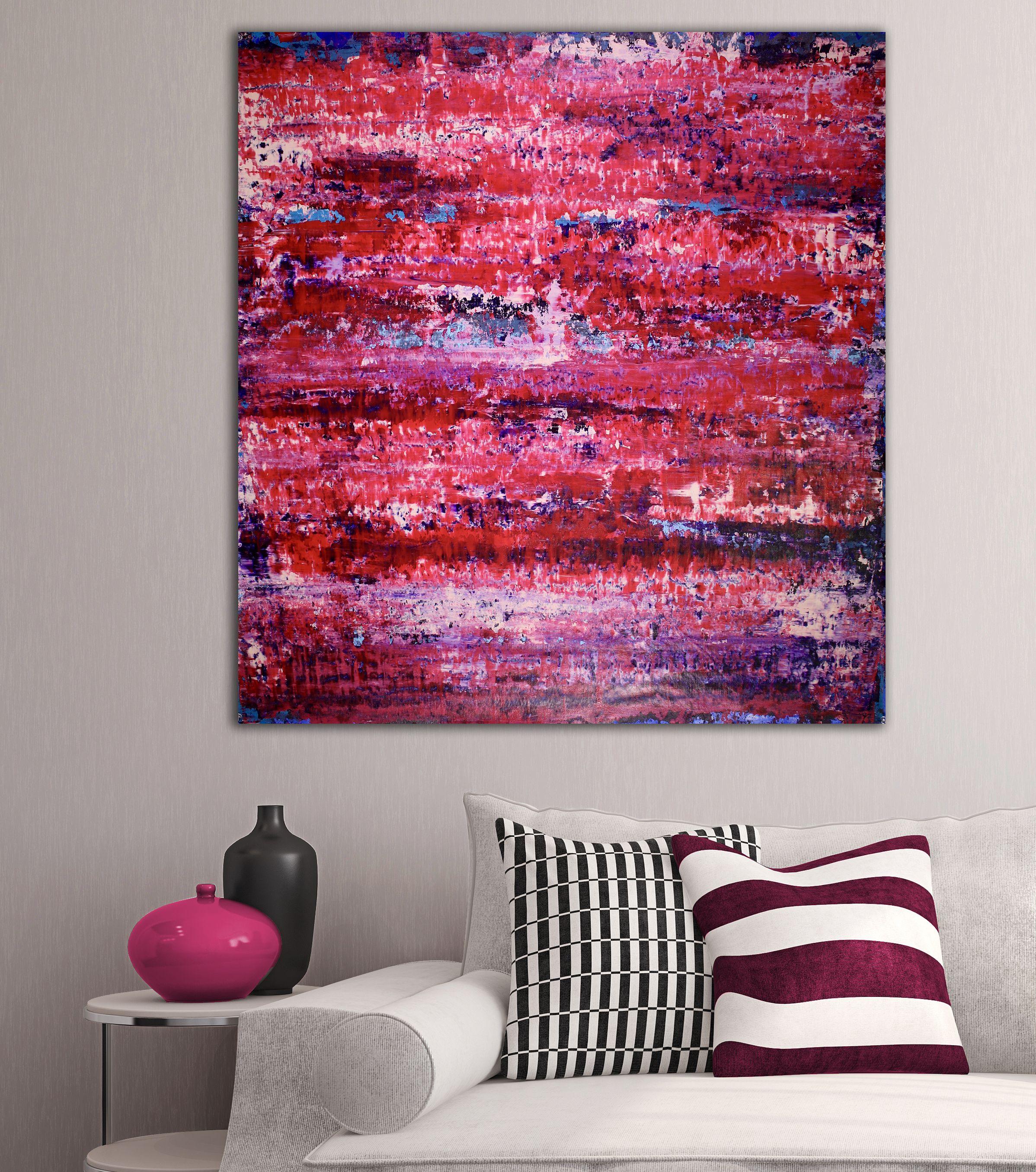 Viola e blu lontano, Pittura, Acrilico su tela - Painting Astratto di Nestor Toro