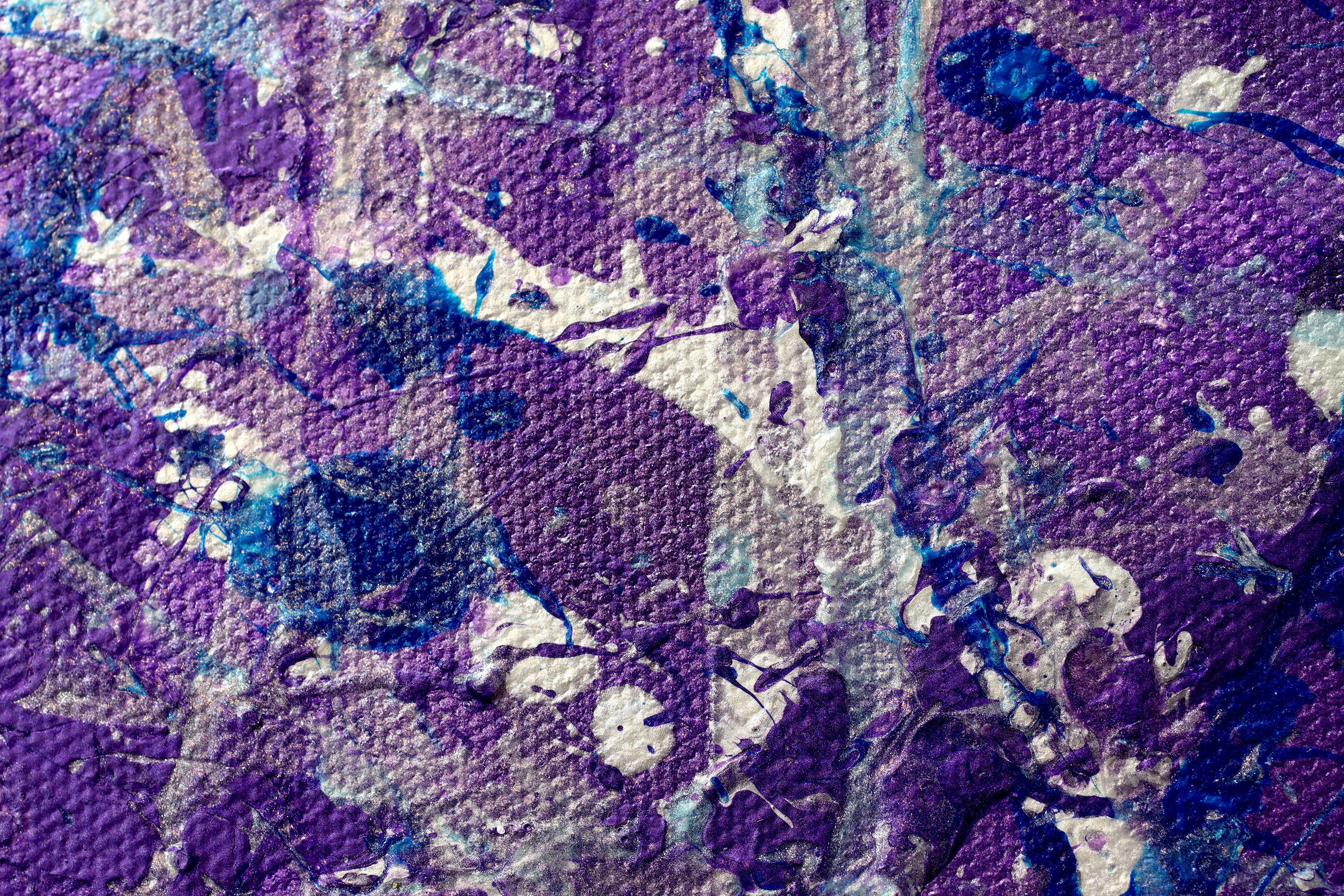 Purple Display of Affection (With Blue and Silver), Painting, Acrylic on Canvas For Sale 1