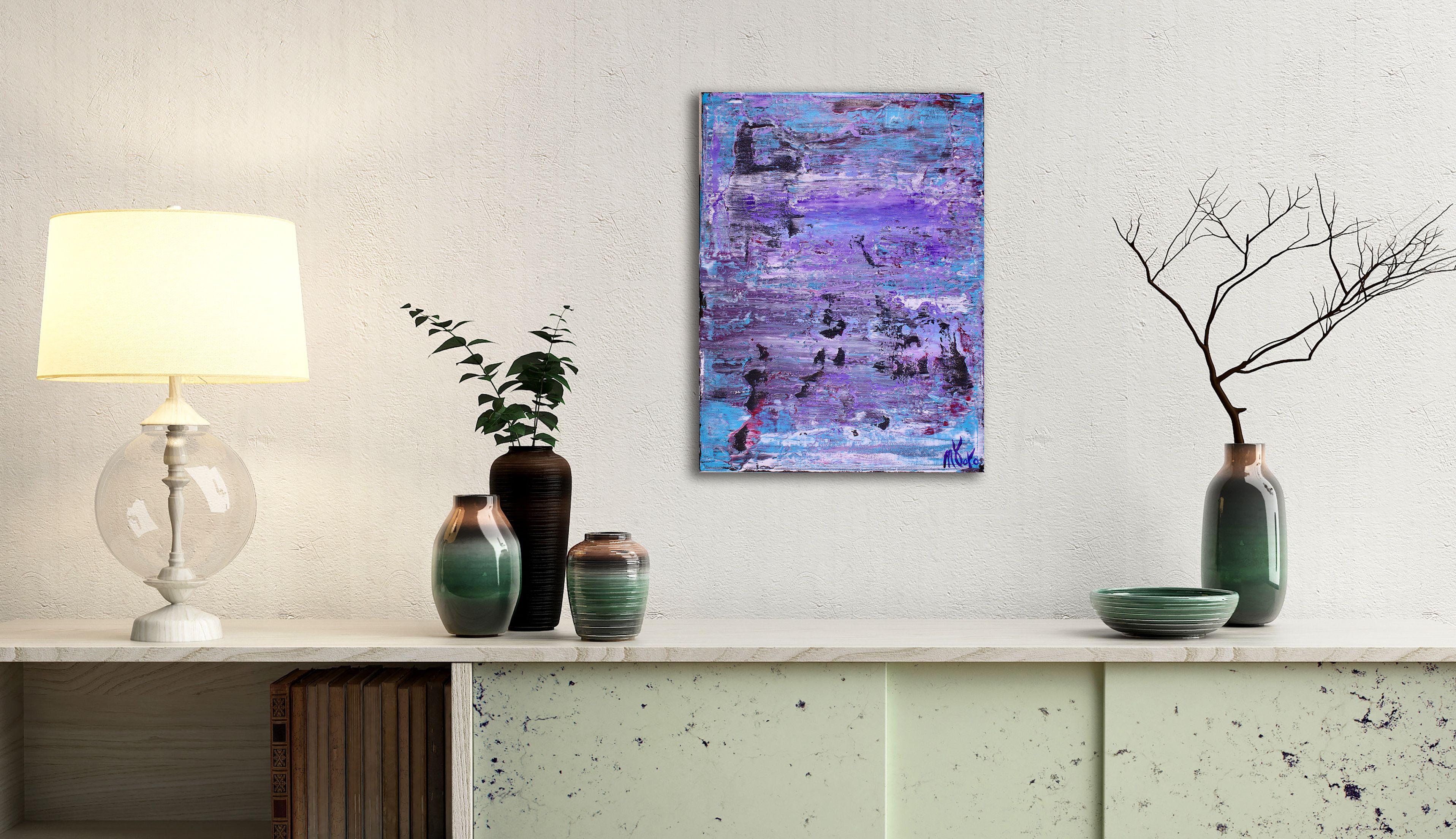 Lila Eclipse 1, Gemälde, Acryl auf Leinwand – Painting von Nestor Toro