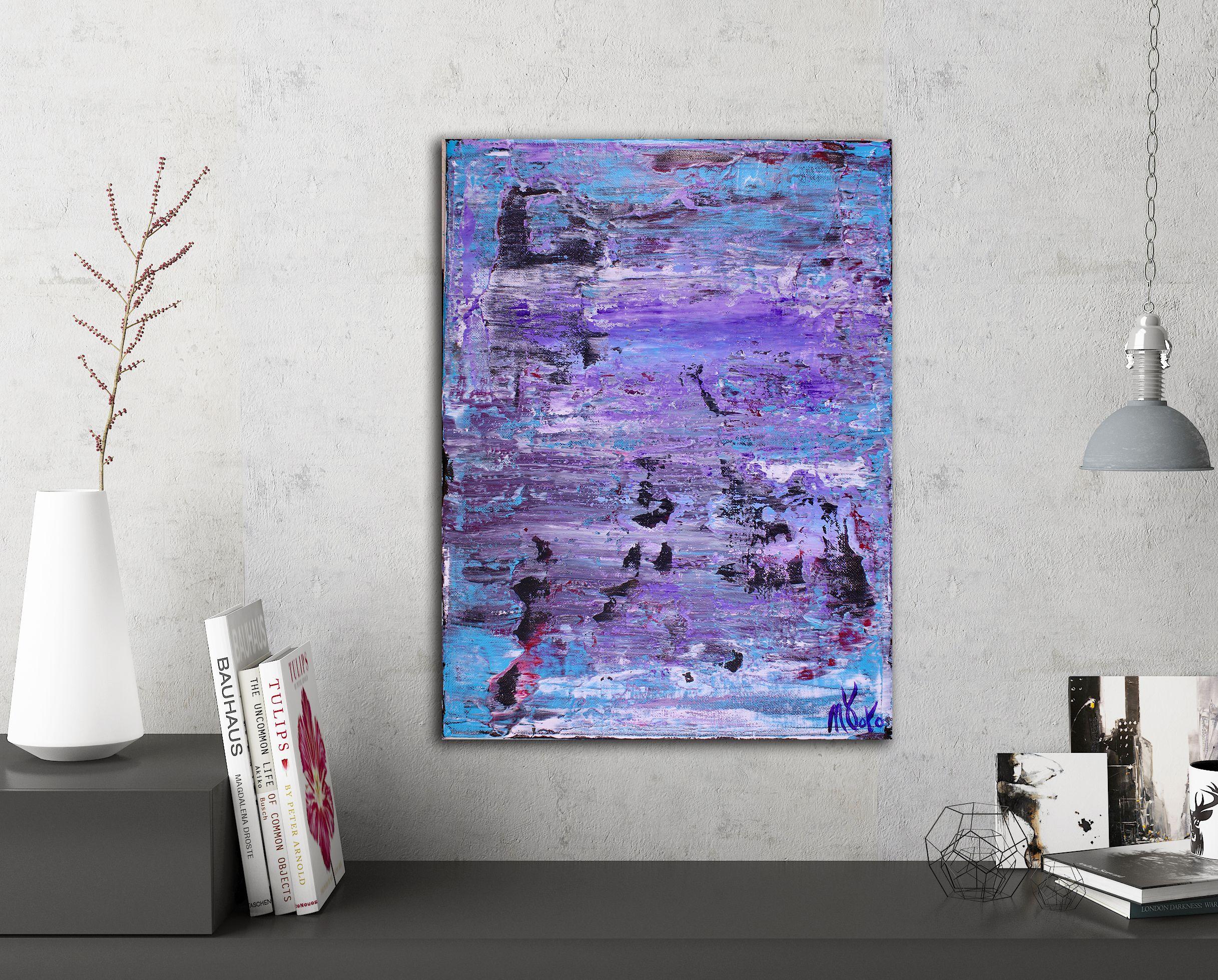 Lila Eclipse 1, Gemälde, Acryl auf Leinwand (Violett), Abstract Painting, von Nestor Toro