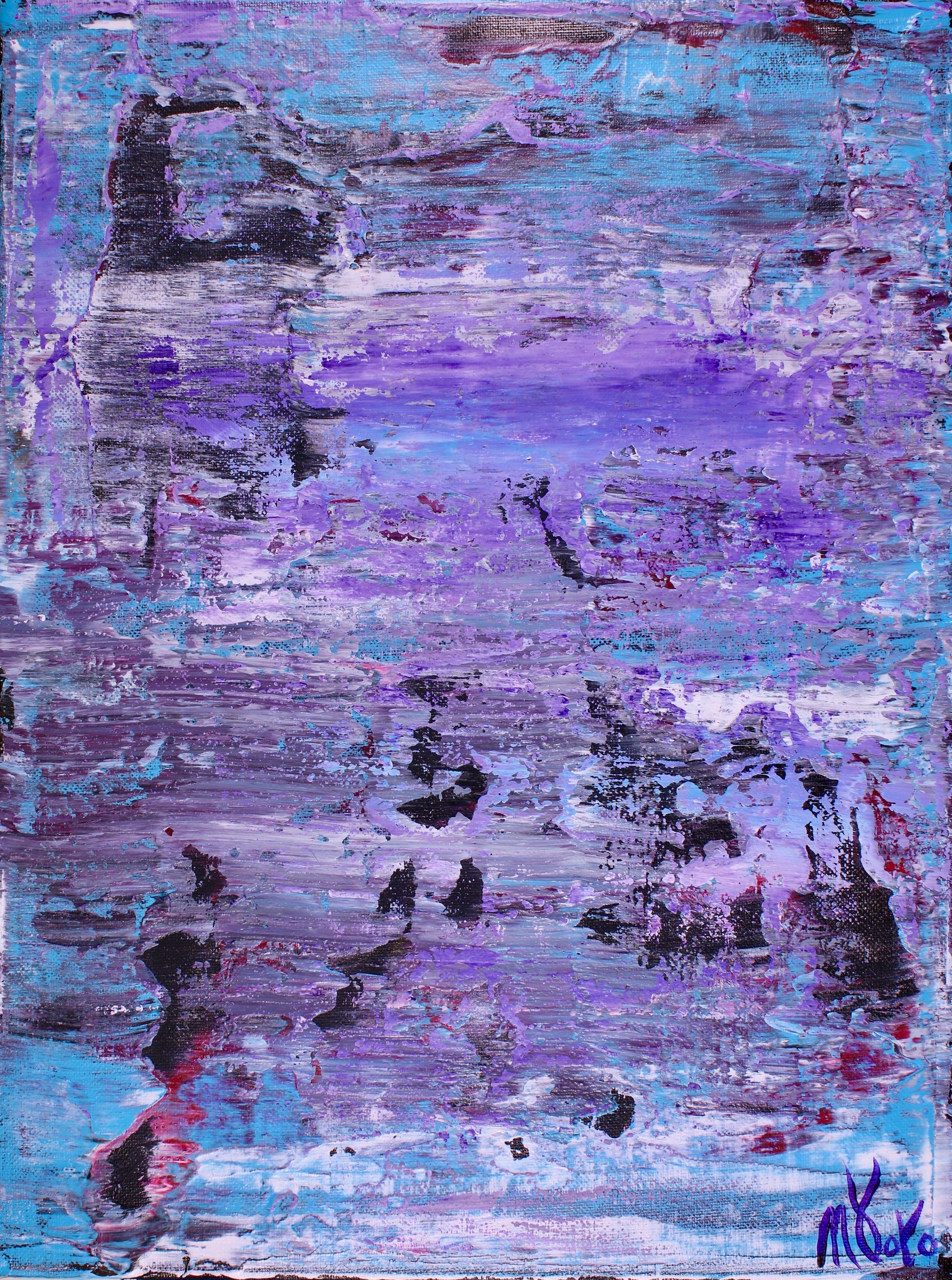 Nestor Toro Abstract Painting – Lila Eclipse 1, Gemälde, Acryl auf Leinwand