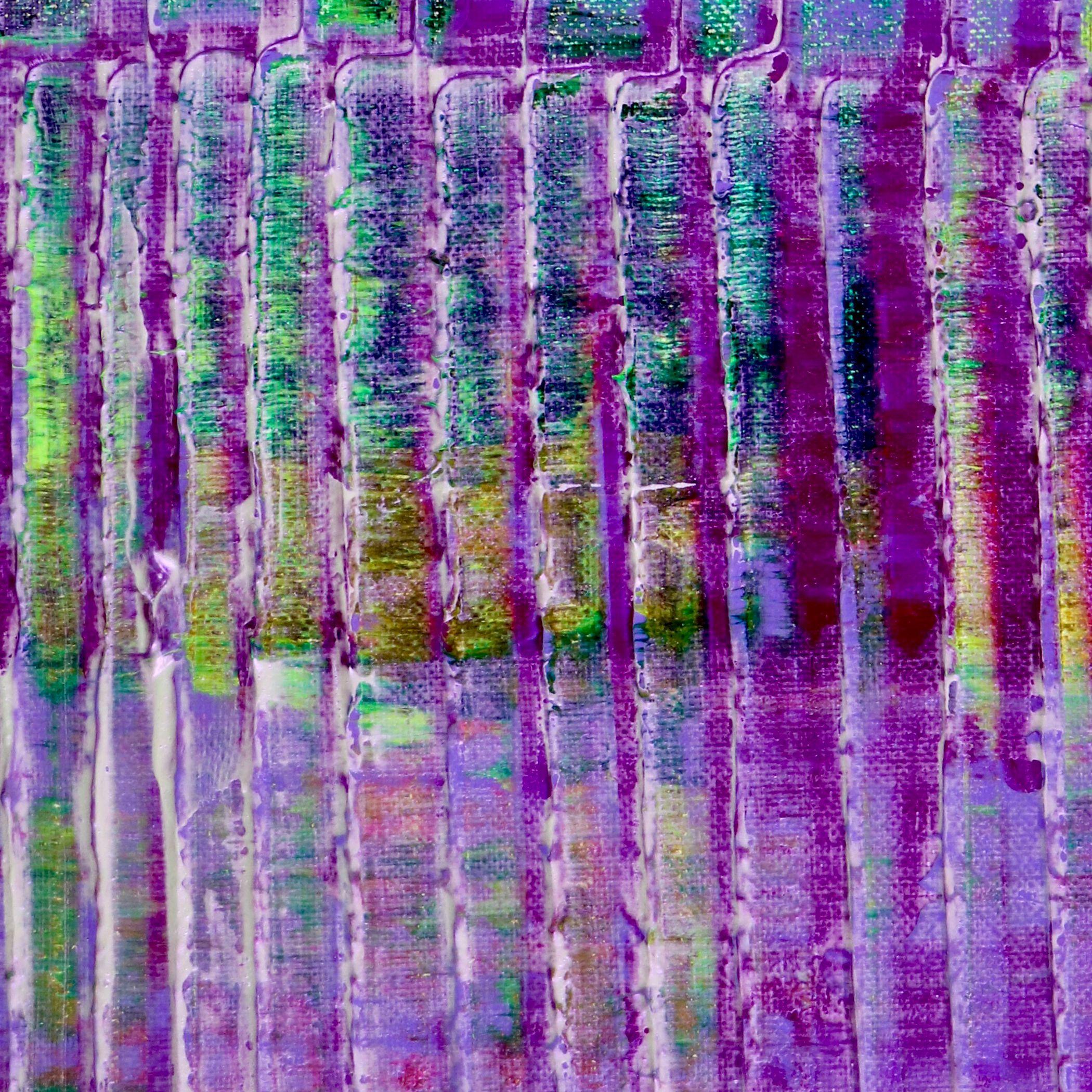 Purple panorama (Green reflections), Painting, Acrylic on Canvas For Sale 1