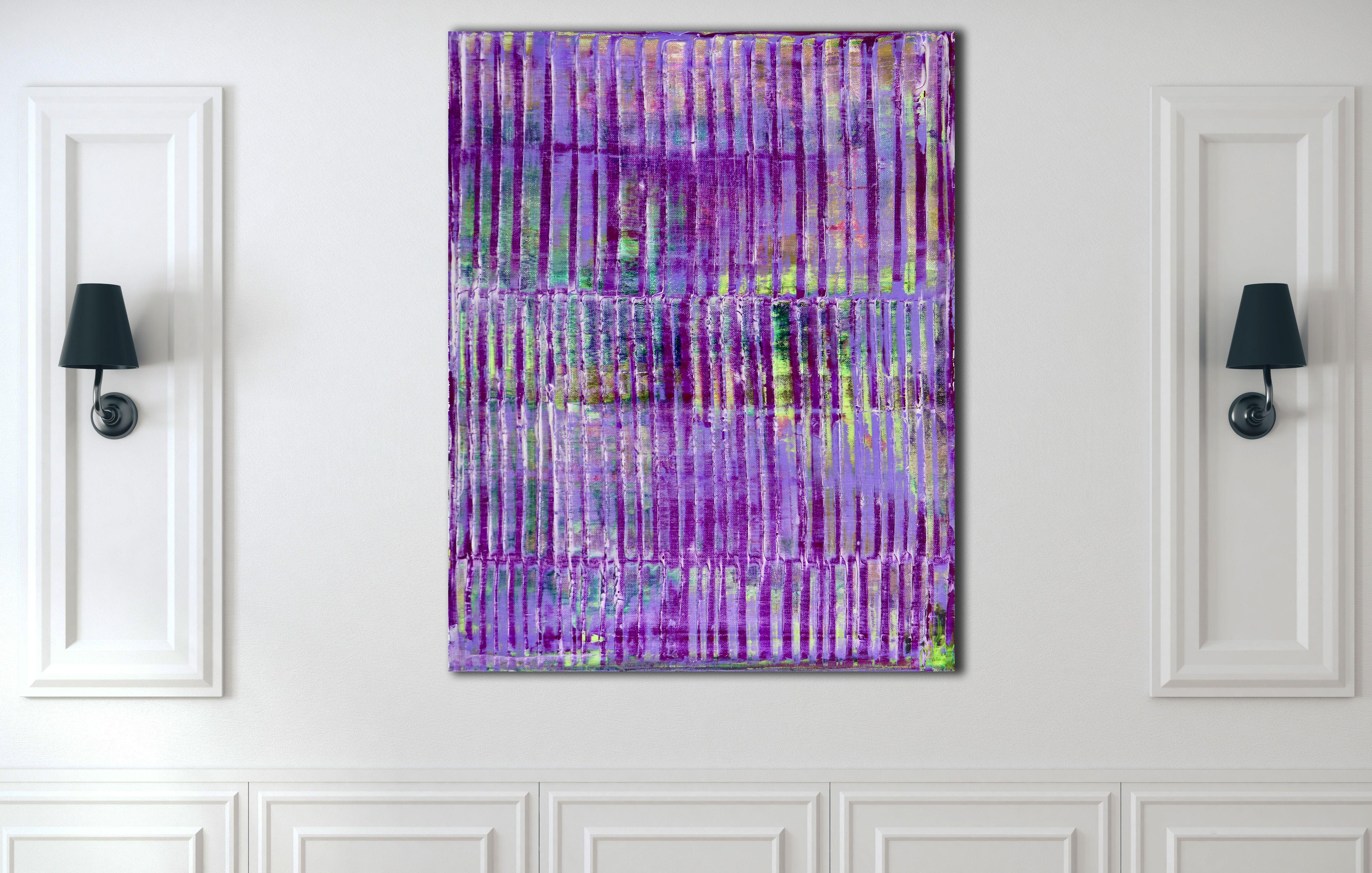 Purple panorama (Green reflections), Painting, Acrylic on Canvas For Sale 3