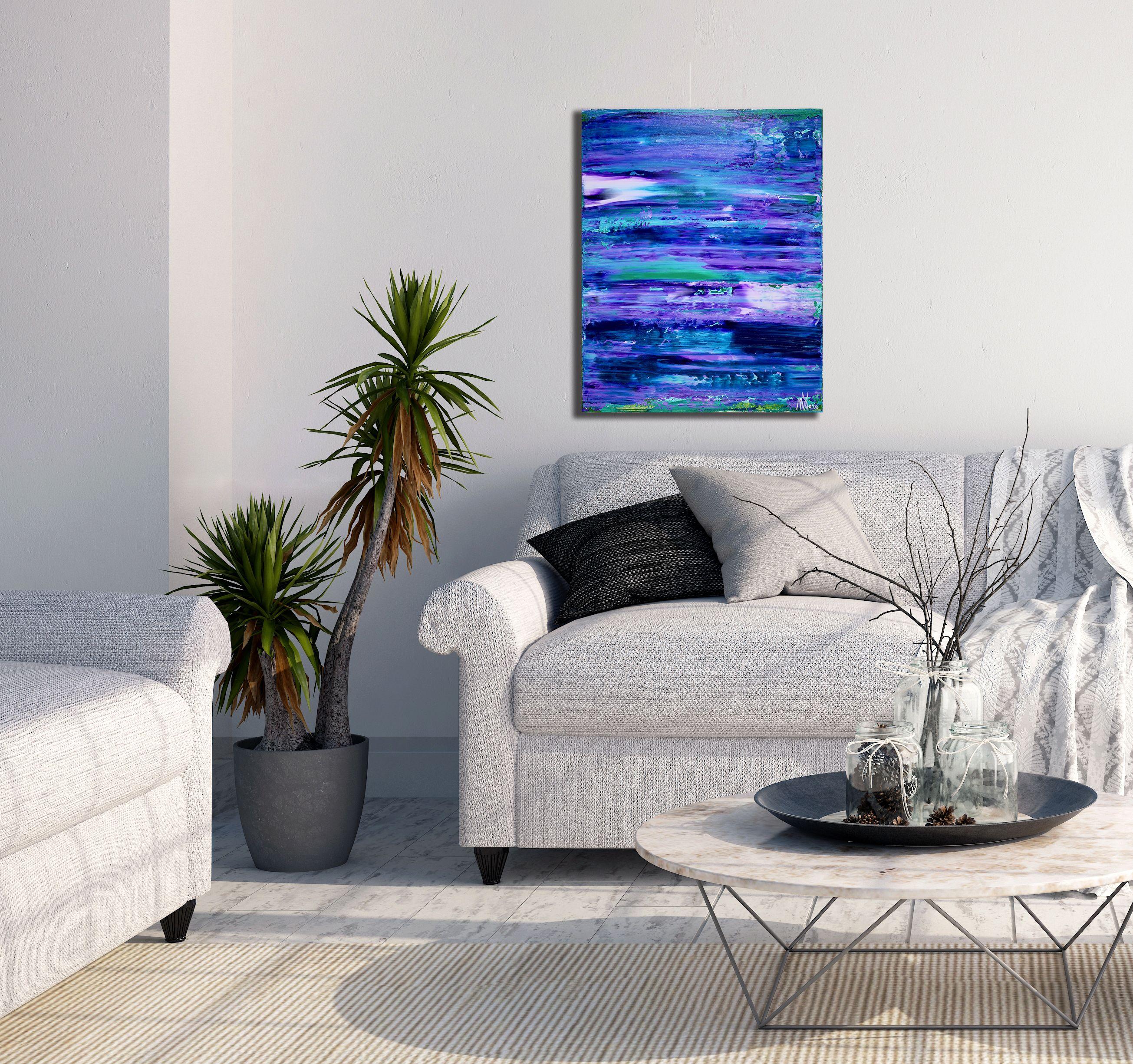 Panorama viola, Pittura, Acrilico su tela - Abstract Painting Blu di Nestor Toro