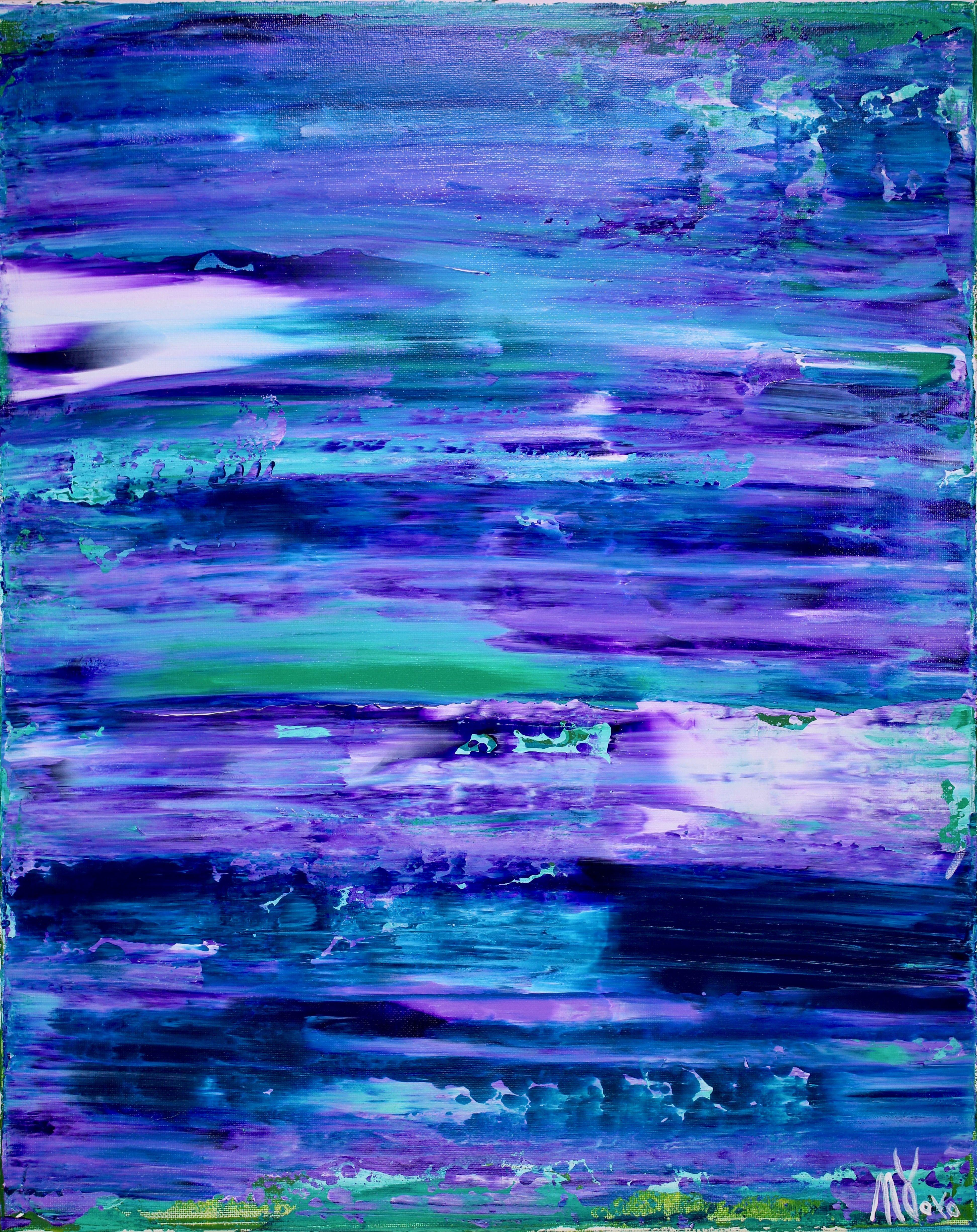 Abstract Painting di Nestor Toro - Panorama viola, Pittura, Acrilico su tela