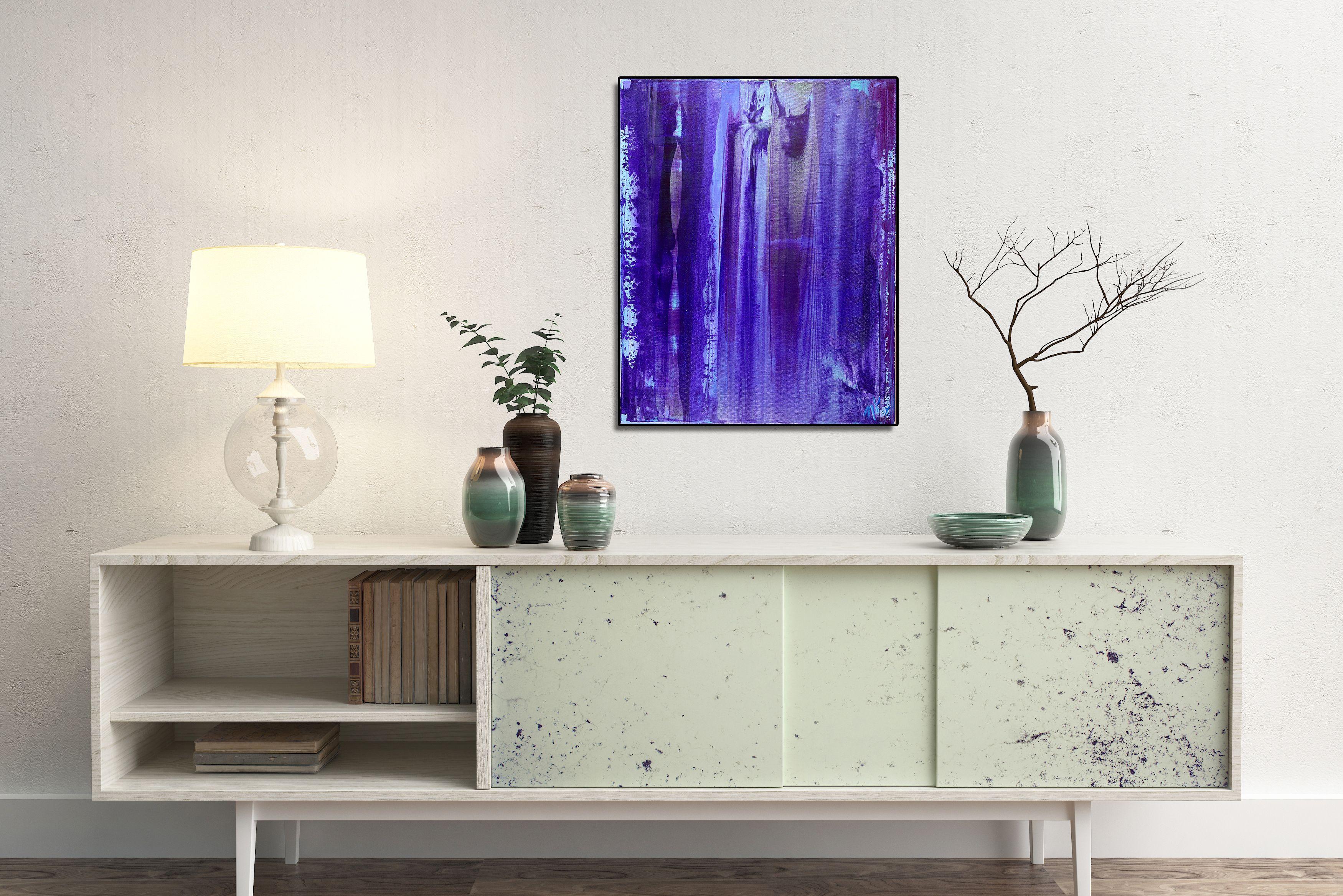 Purple Rain 1, Pittura, Acrilico su tela - Abstract Painting Viola di Nestor Toro