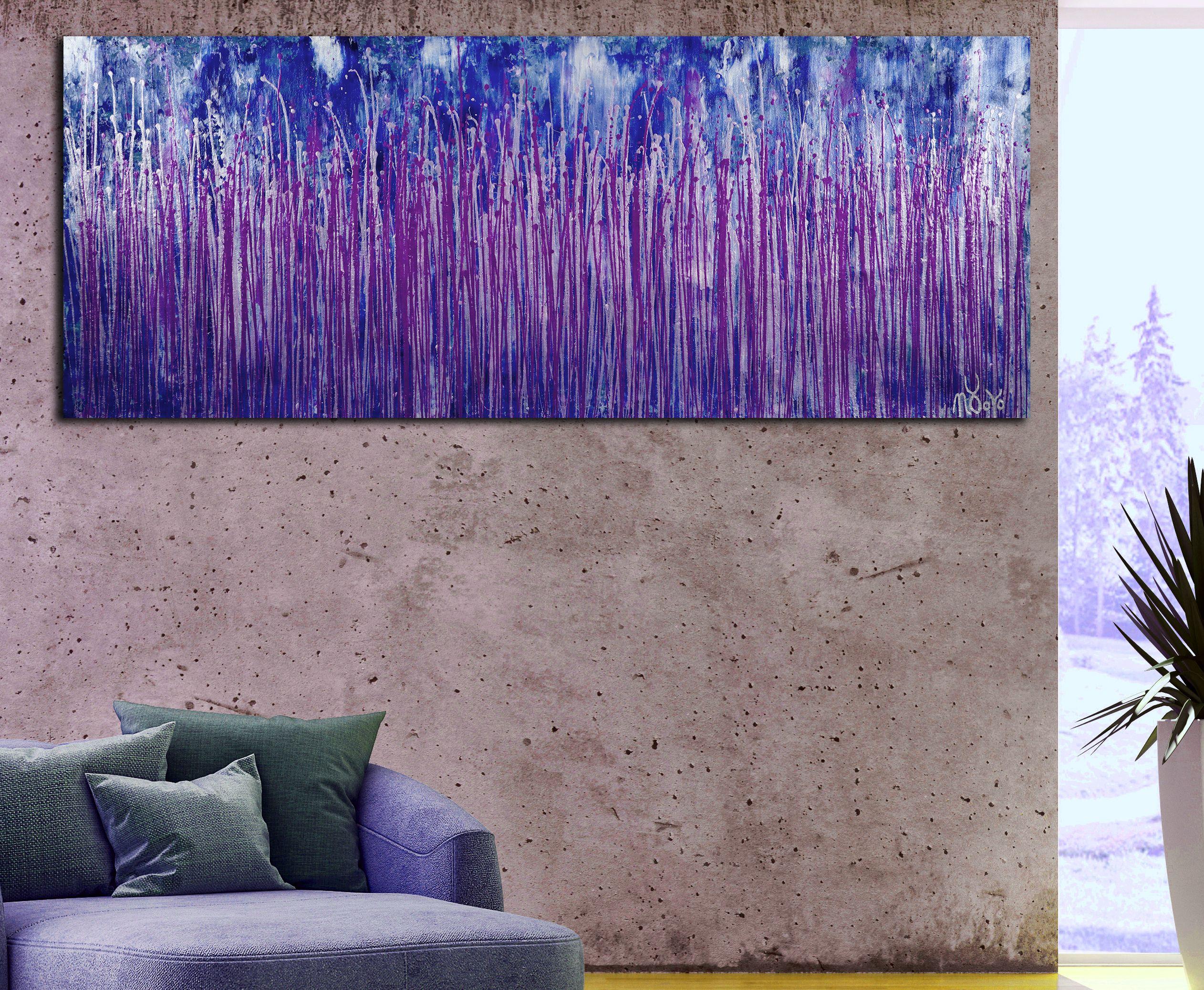 Spettri viola (cieli d'argento), Pittura, Acrilico su tela - Painting di Nestor Toro