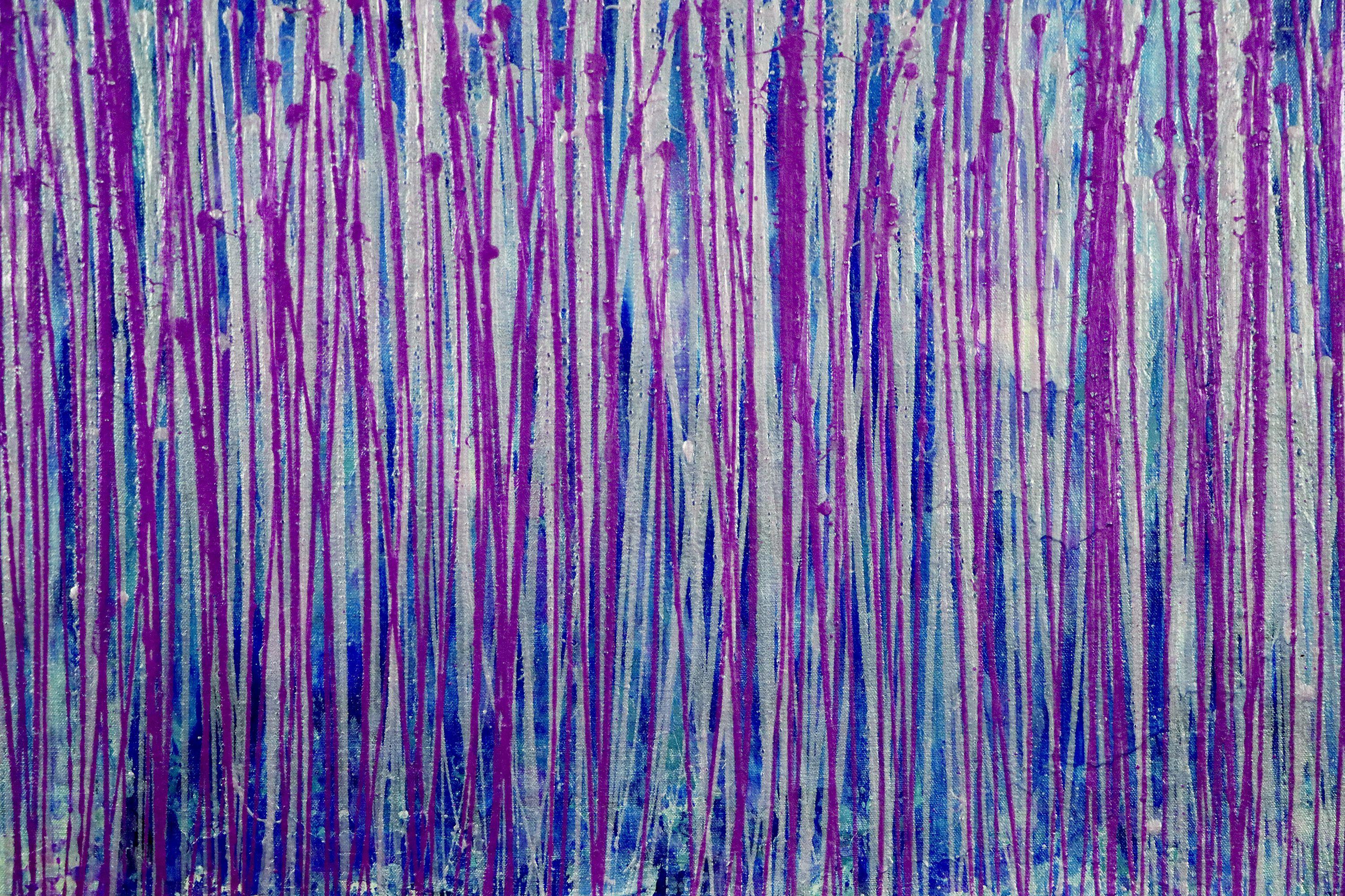 Spettri viola (cieli d'argento), Pittura, Acrilico su tela - Abstract Painting Viola di Nestor Toro