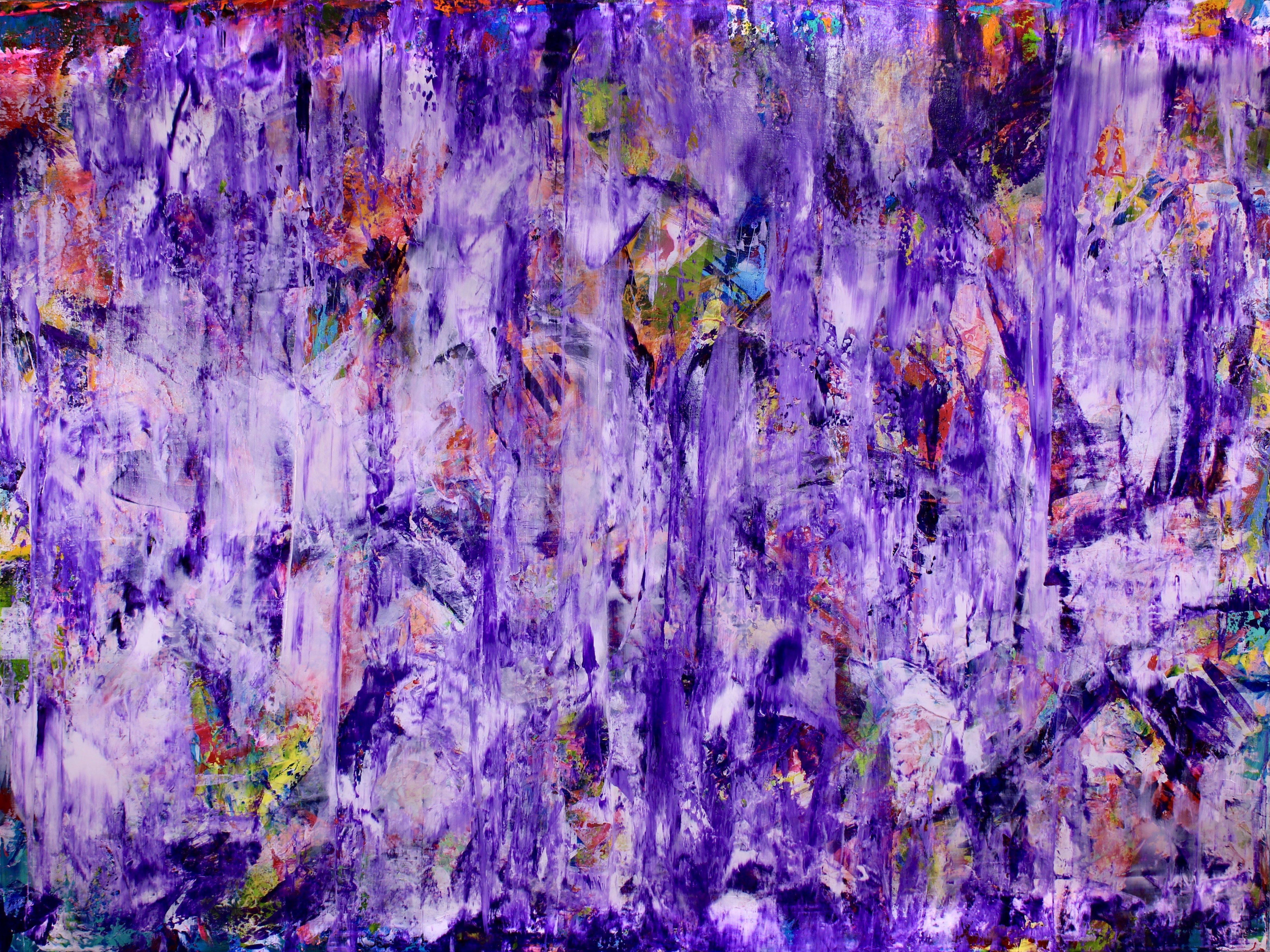 Nestor Toro Abstract Painting - Purple Spectra, Acrylic Paint on Canvas