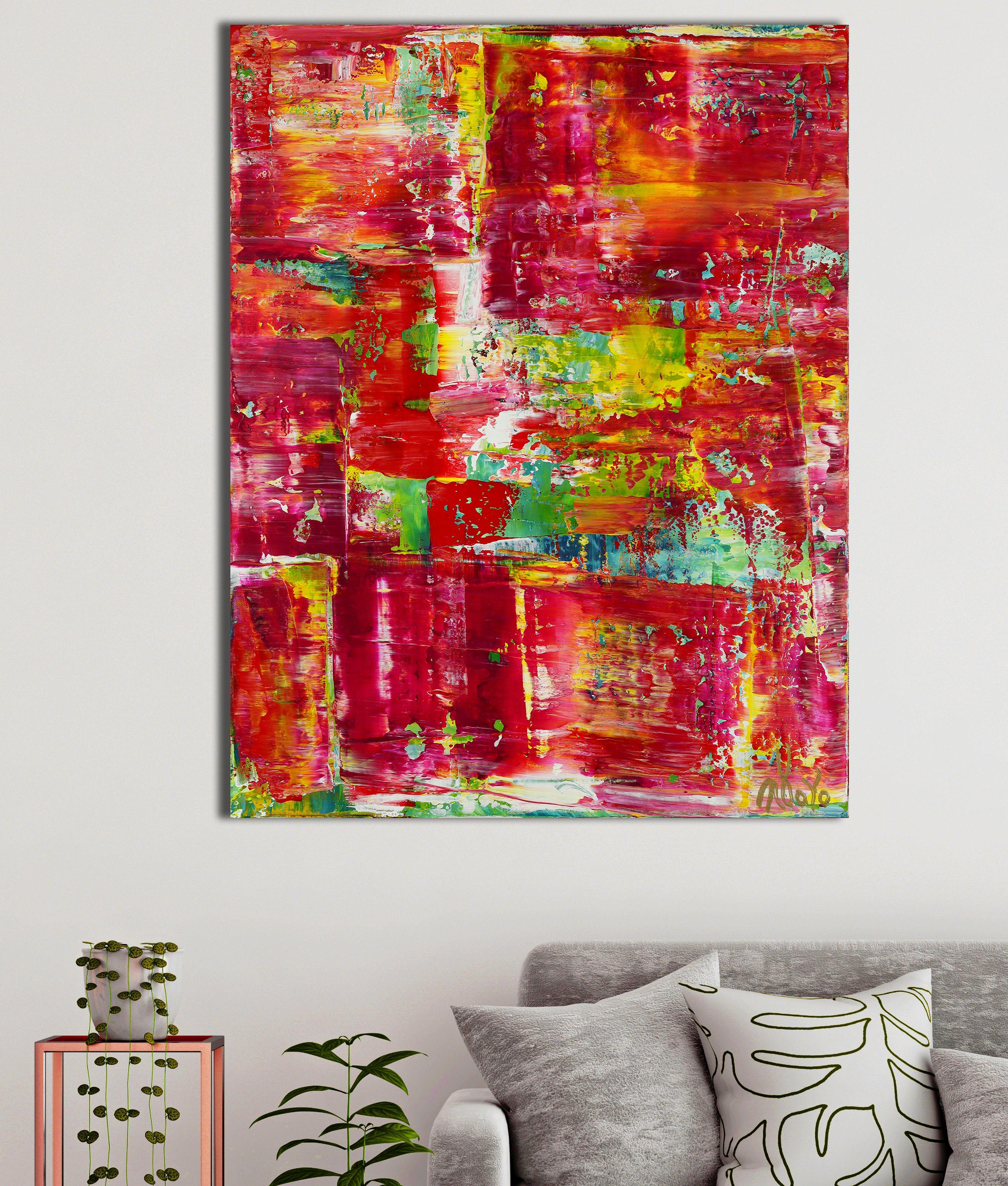 Puzzled Imagery (Rote Reflexionen), Gemälde, Acryl auf Leinwand (Abstrakter Expressionismus), Painting, von Nestor Toro