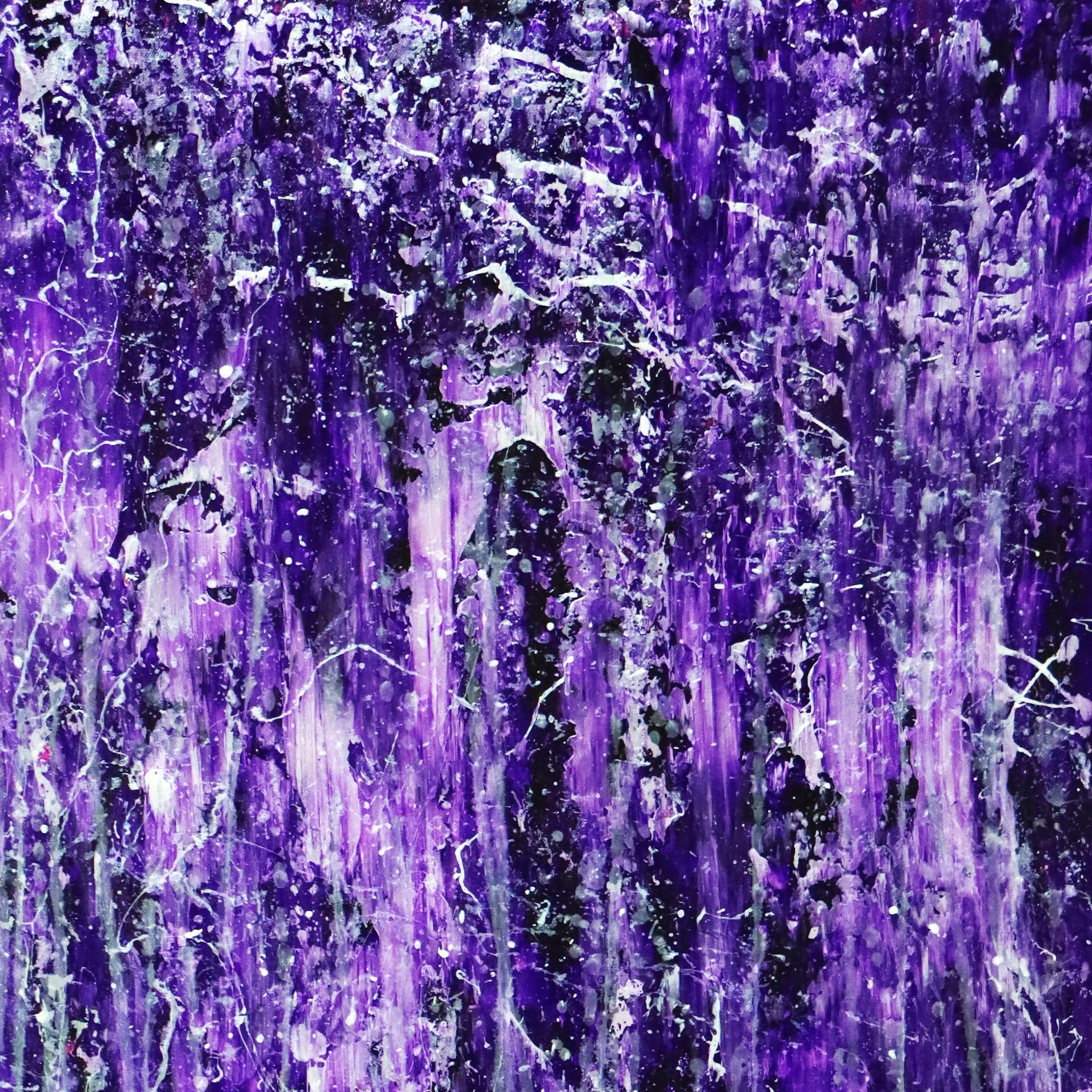 Rapid Iridescent Cascades (Purple), Painting, Acrylic on Canvas For Sale 2