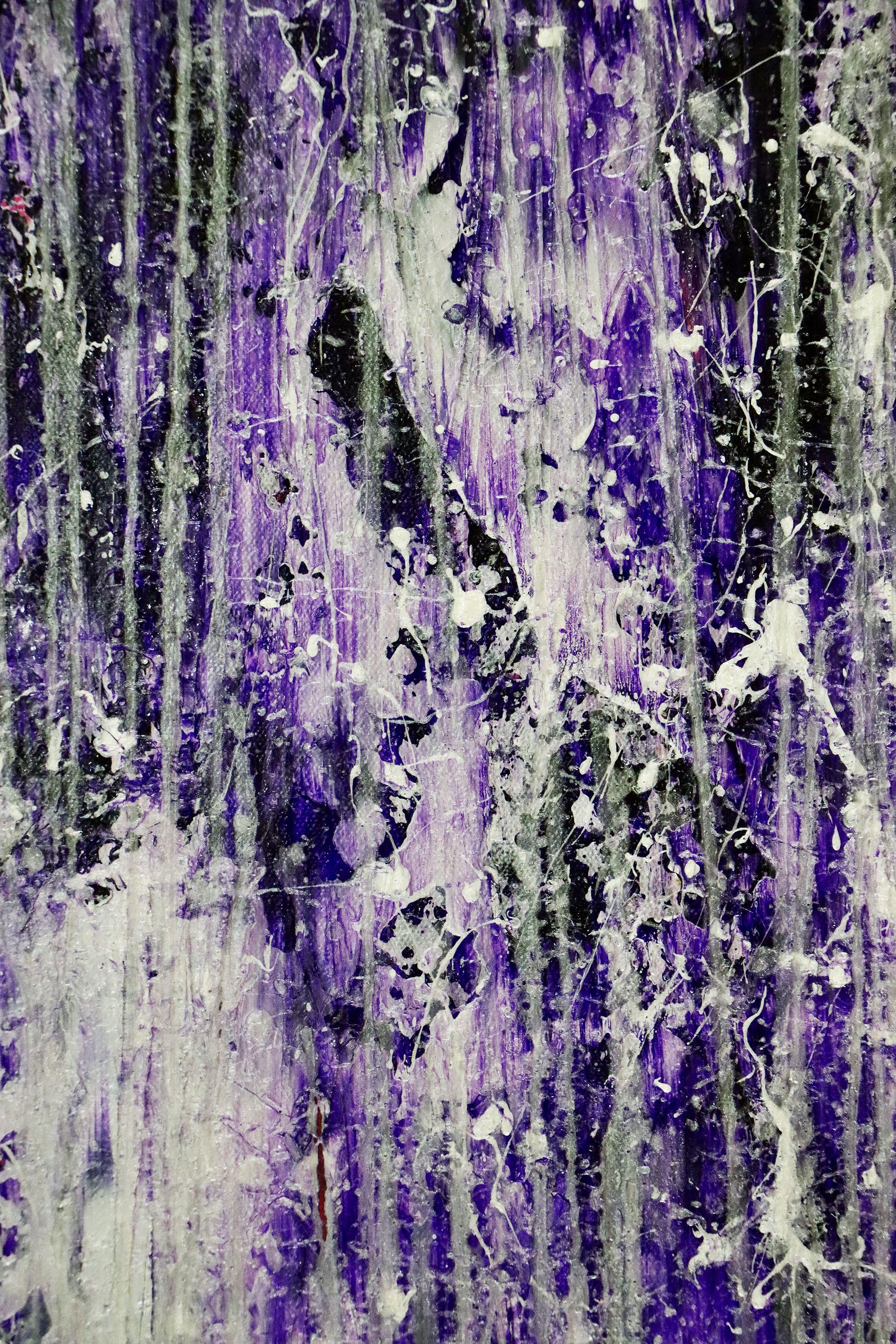 Rapid Iridescent Cascades (Purple), Painting, Acrylic on Canvas For Sale 3