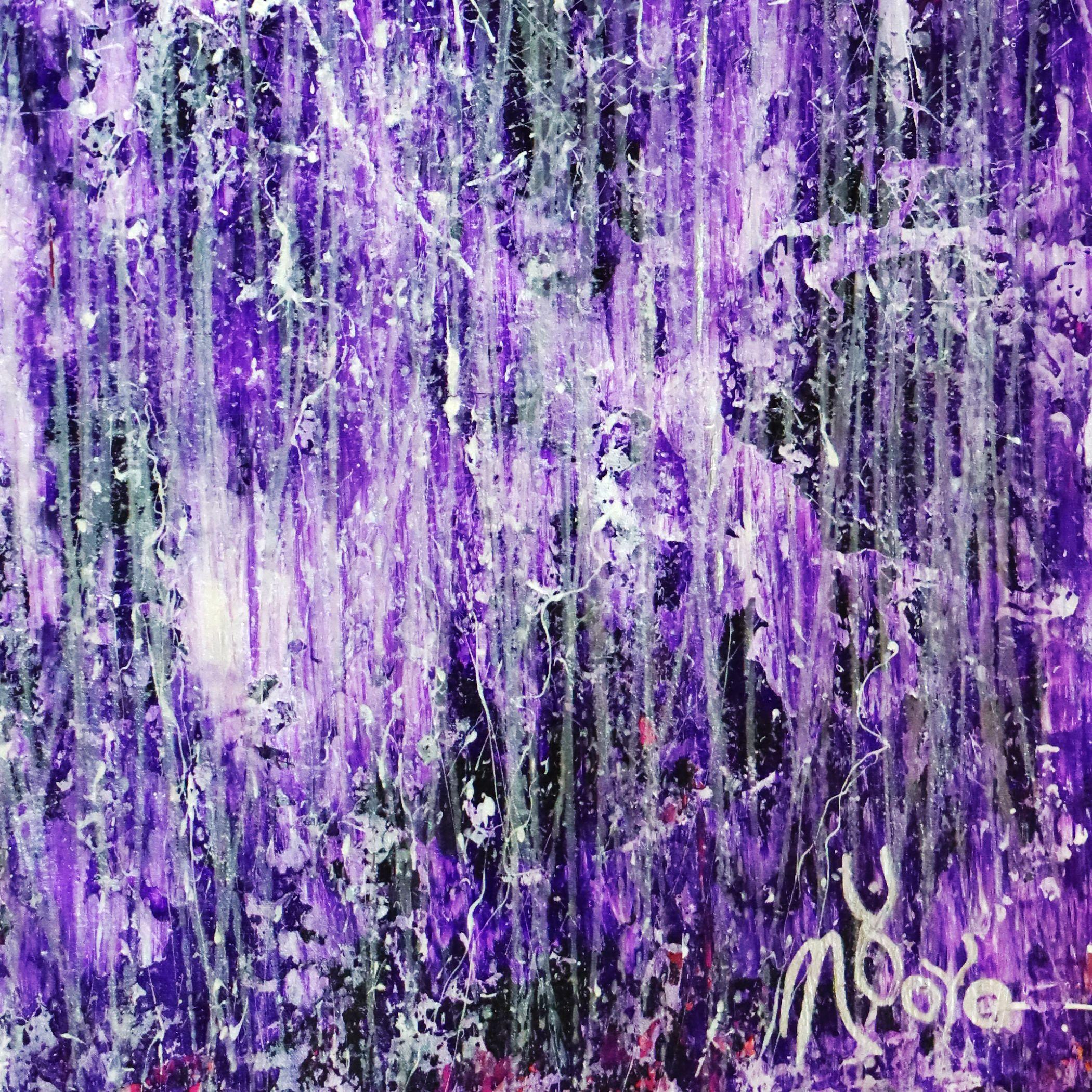 Rapid Iridescent Cascades (Purple), Painting, Acrylic on Canvas For Sale 4