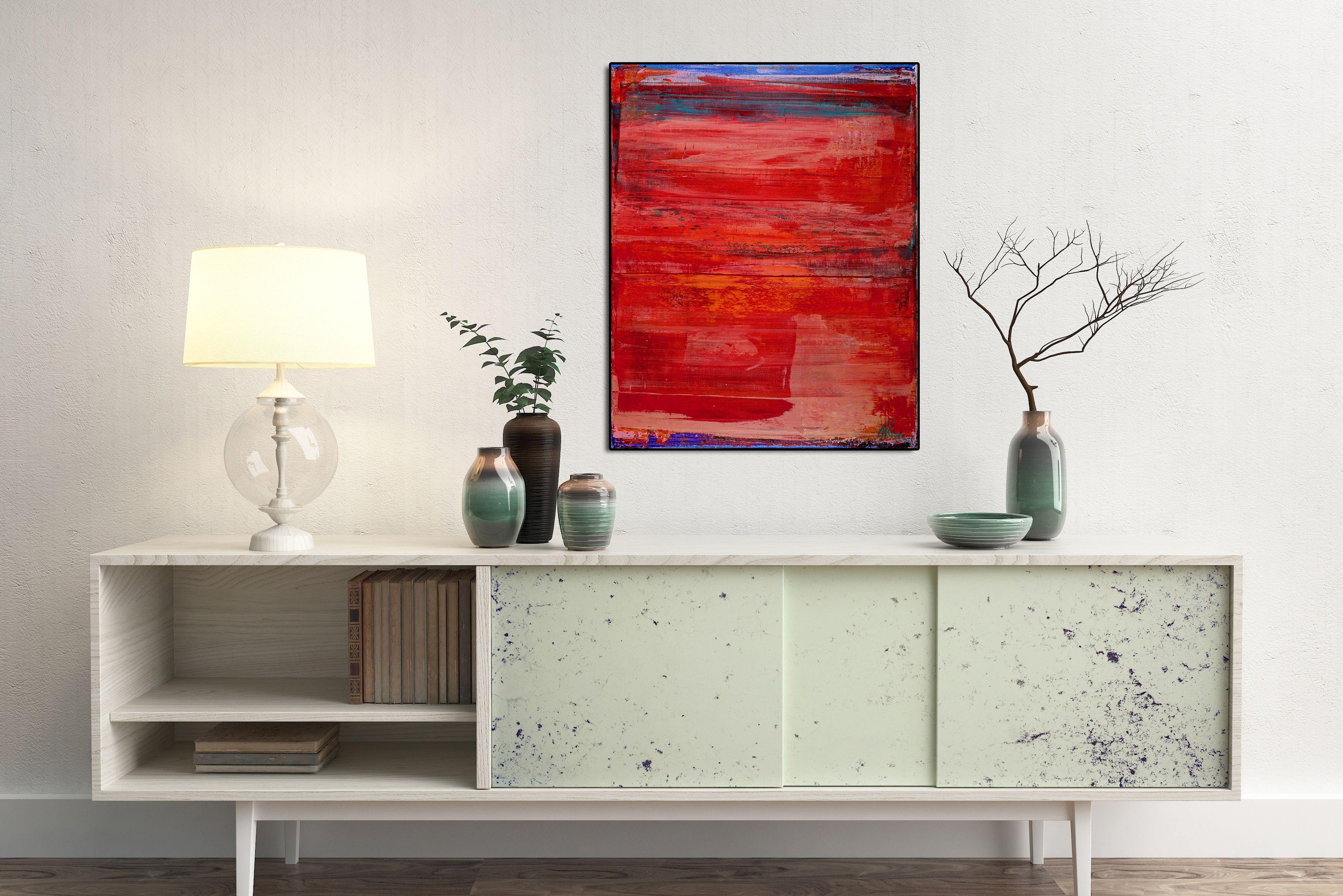 Campo di colore astratto rosso, Pittura, Acrilico su tela - Painting Astratto di Nestor Toro