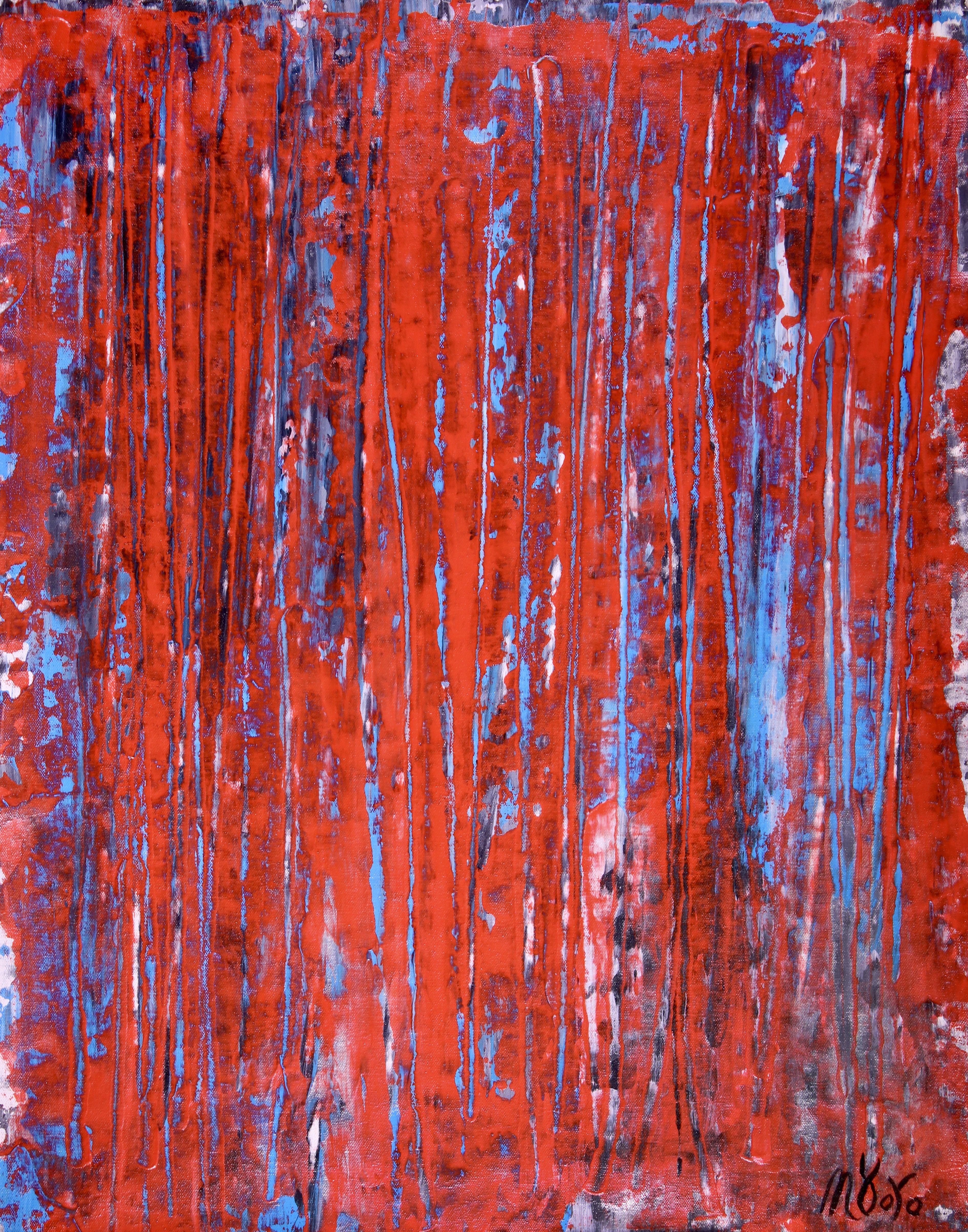 Abstract Painting di Nestor Toro - Spettri rossi (USA), Pittura, Acrilico su tela