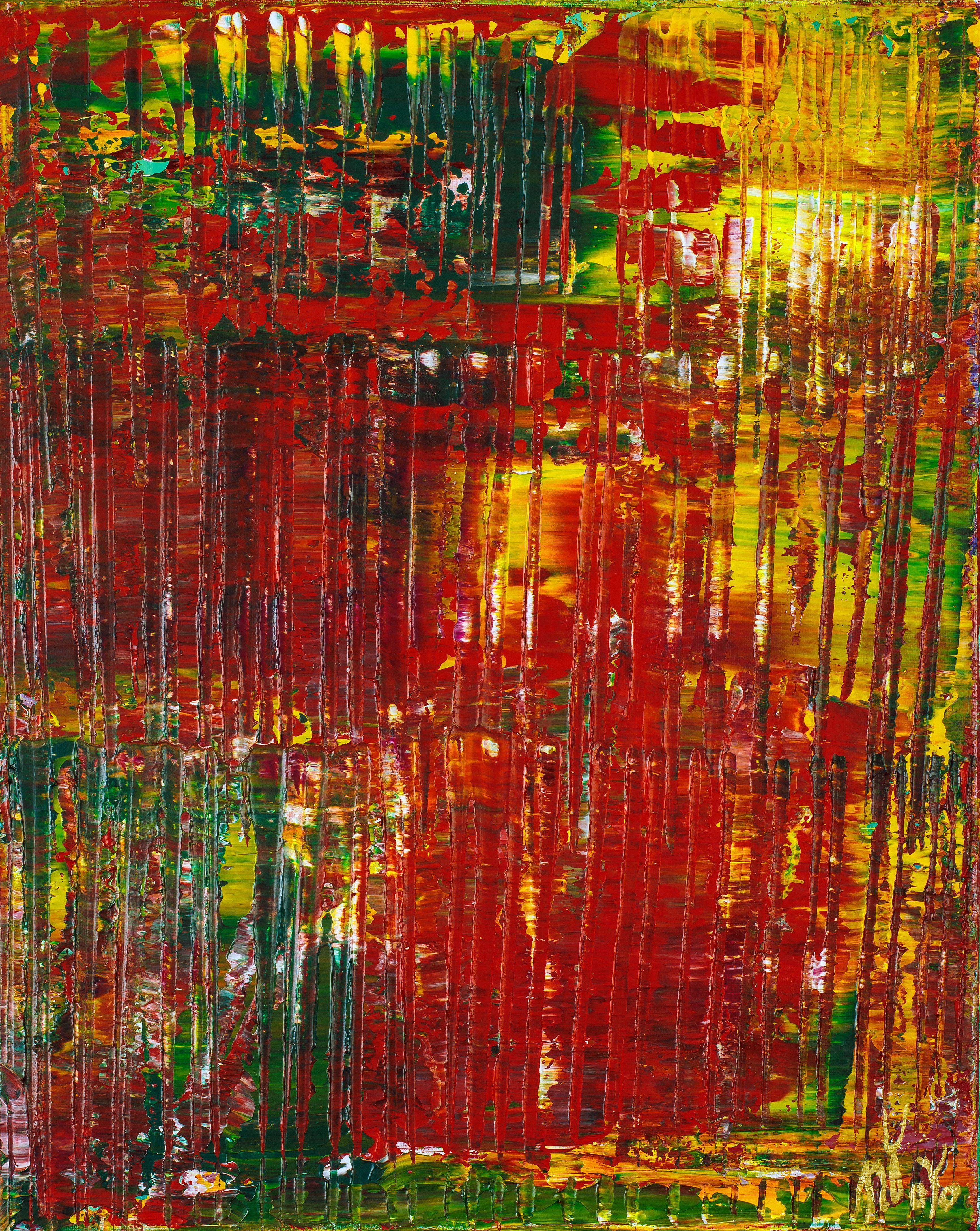 Nestor Toro Abstract Painting - Red Valley 2, Painting, Acrylic on Canvas