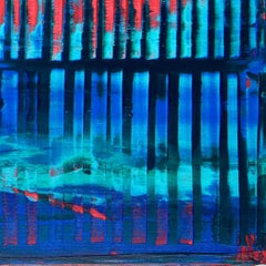 Red vortex and blue lights, Painting, Acrylic on Canvas