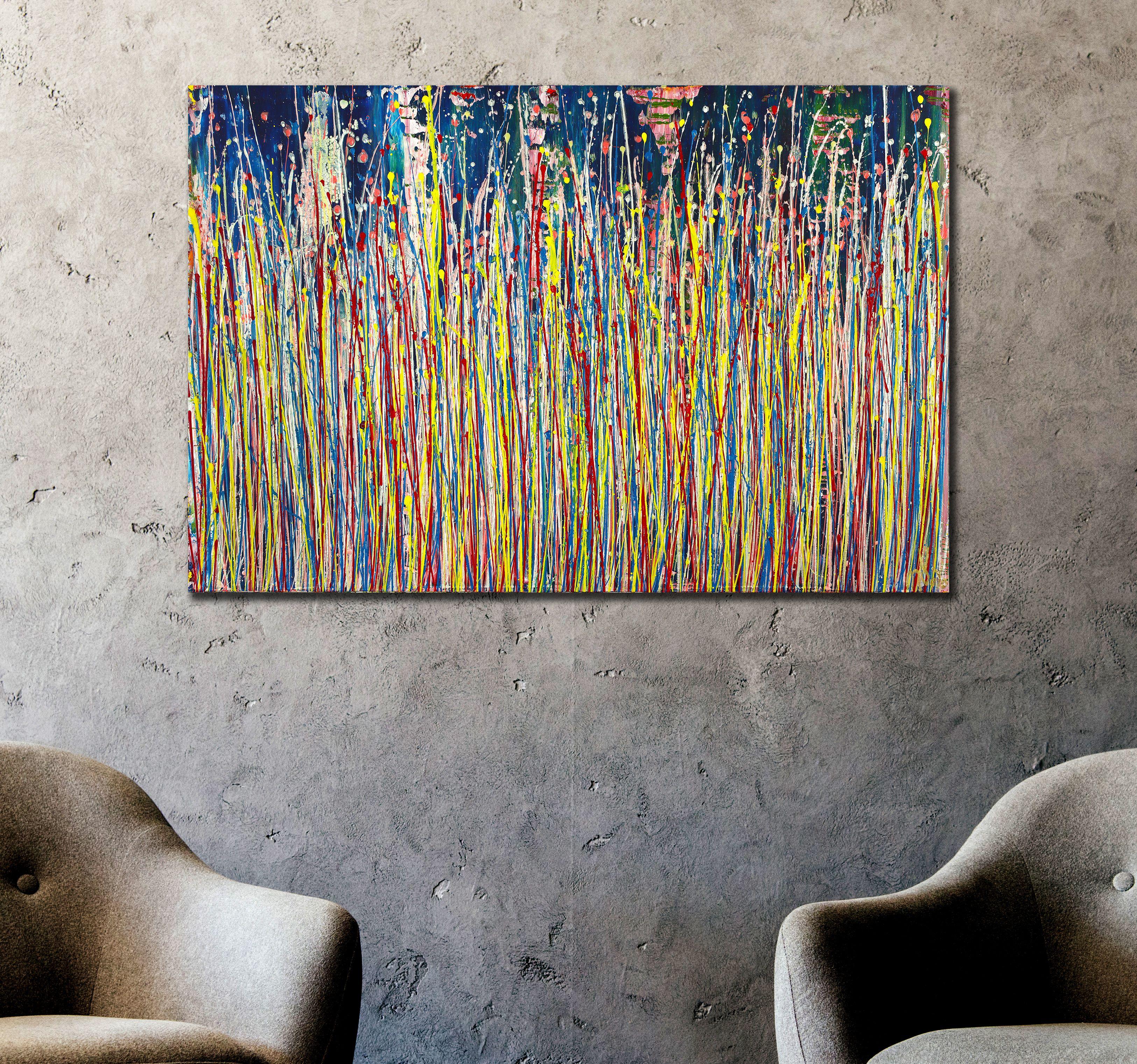 Reflection of colors 7, Painting, Acrylic on Canvas - Beige Abstract Painting by Nestor Toro