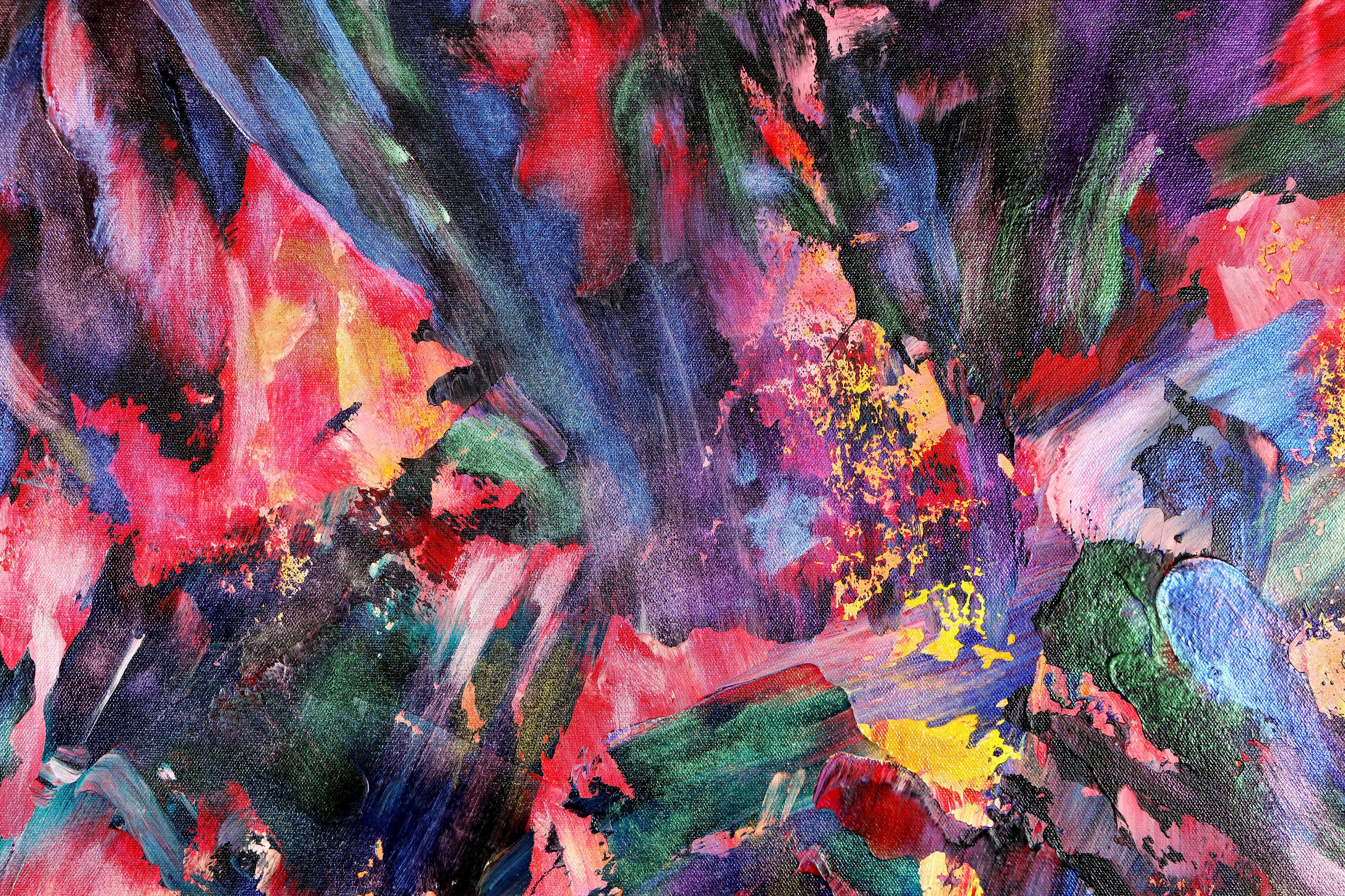 Reflejos de fantasía, Pintura, Acrílico sobre lienzo - Abstract Painting Negro de Nestor Toro
