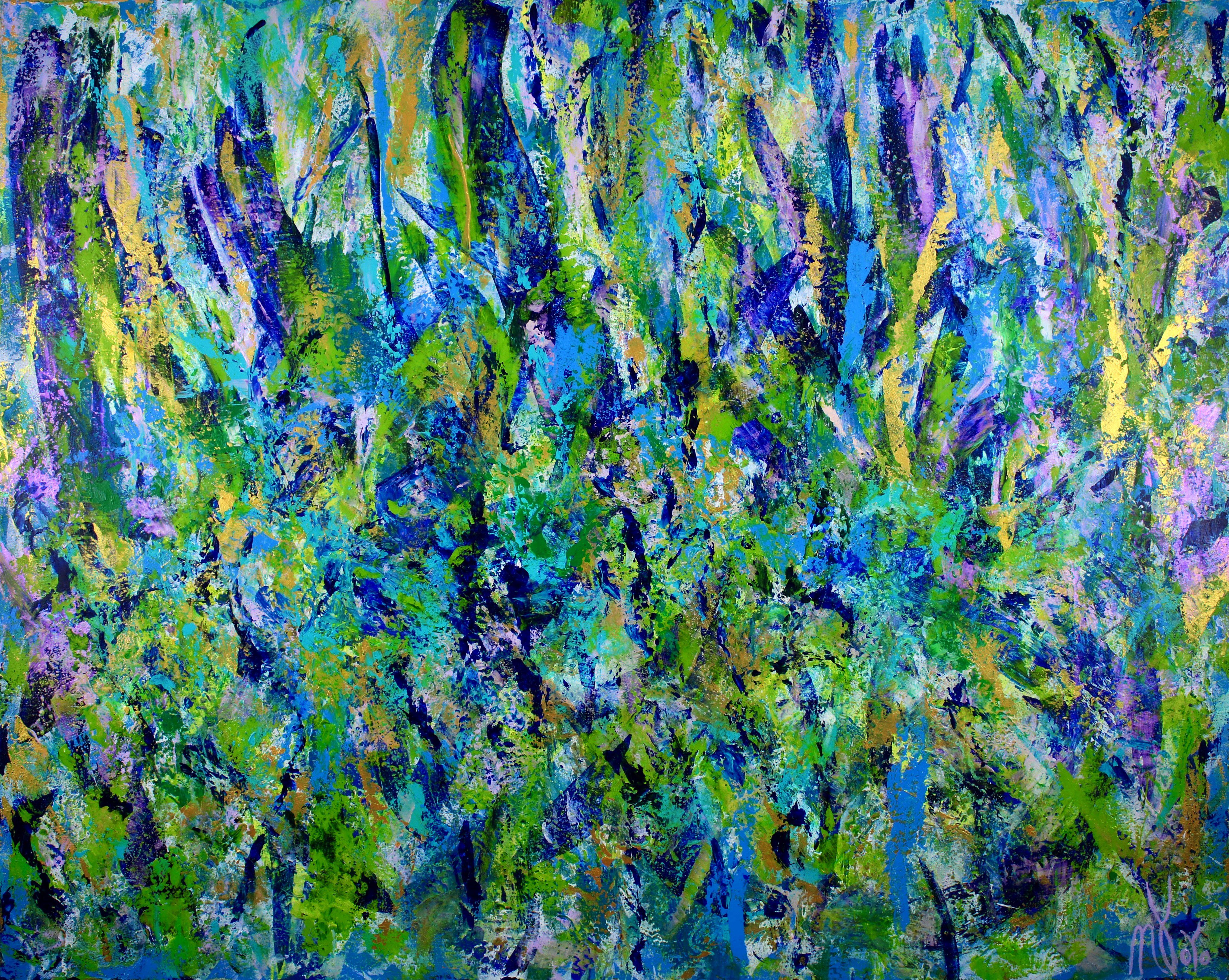 Nestor Toro Abstract Painting – Regrowth ( üppiges Grünwerk), Gemälde, Acryl auf Leinwand