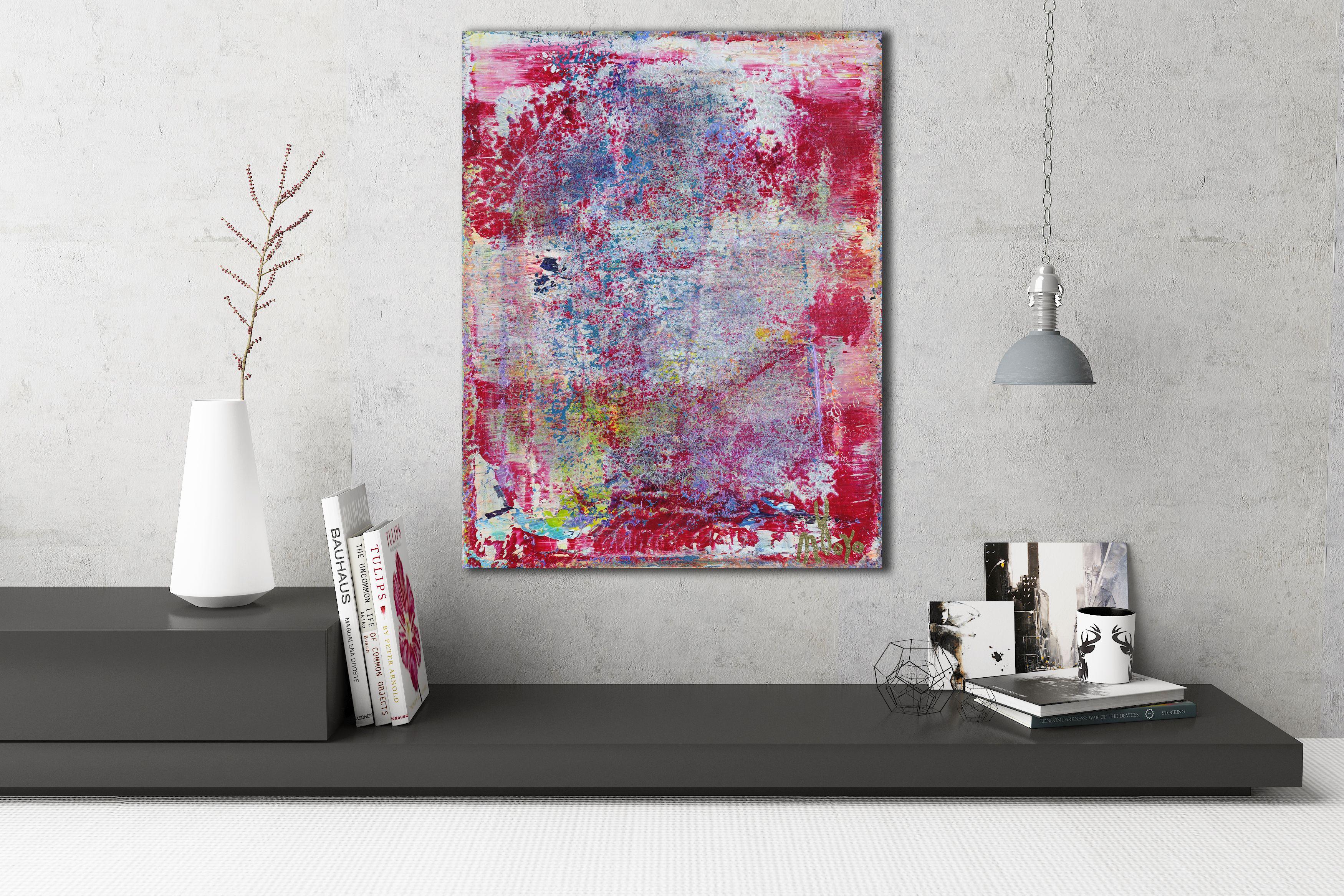 This artwork was created layering and blending thick layers of blue, white, red, purple and some yellow over canvas, completed with glossy effects! Ready to hang, signed. I include a certificate of authenticity that lists the materials as well as