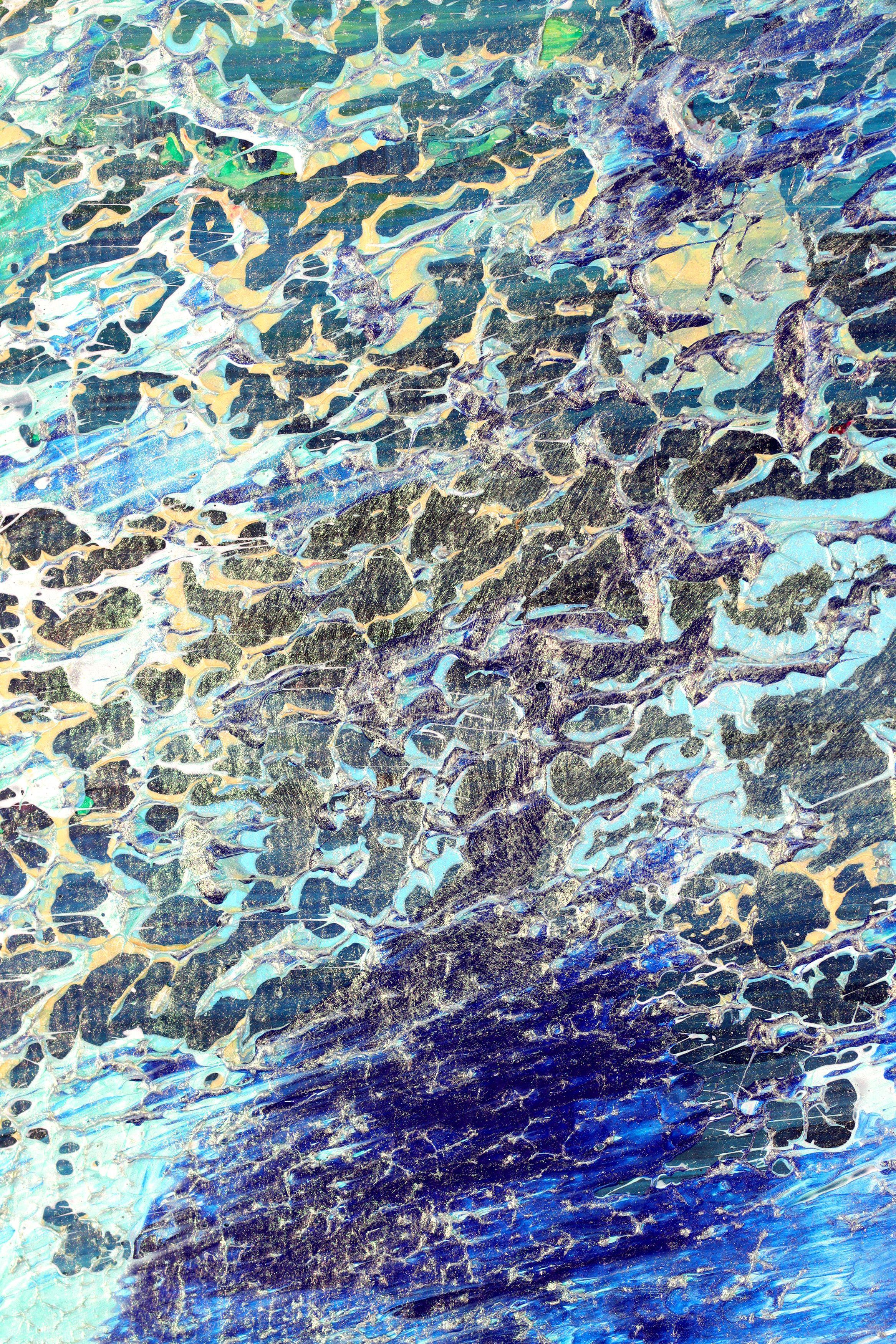 Quest'opera d'arte è stata creata stratificando e mescolando spessi strati di blu, bianco e verde su tela, completati da effetti lucidi! Pronto da appendere, firmato. Includo un certificato di autenticità che elenca i materiali e la data di