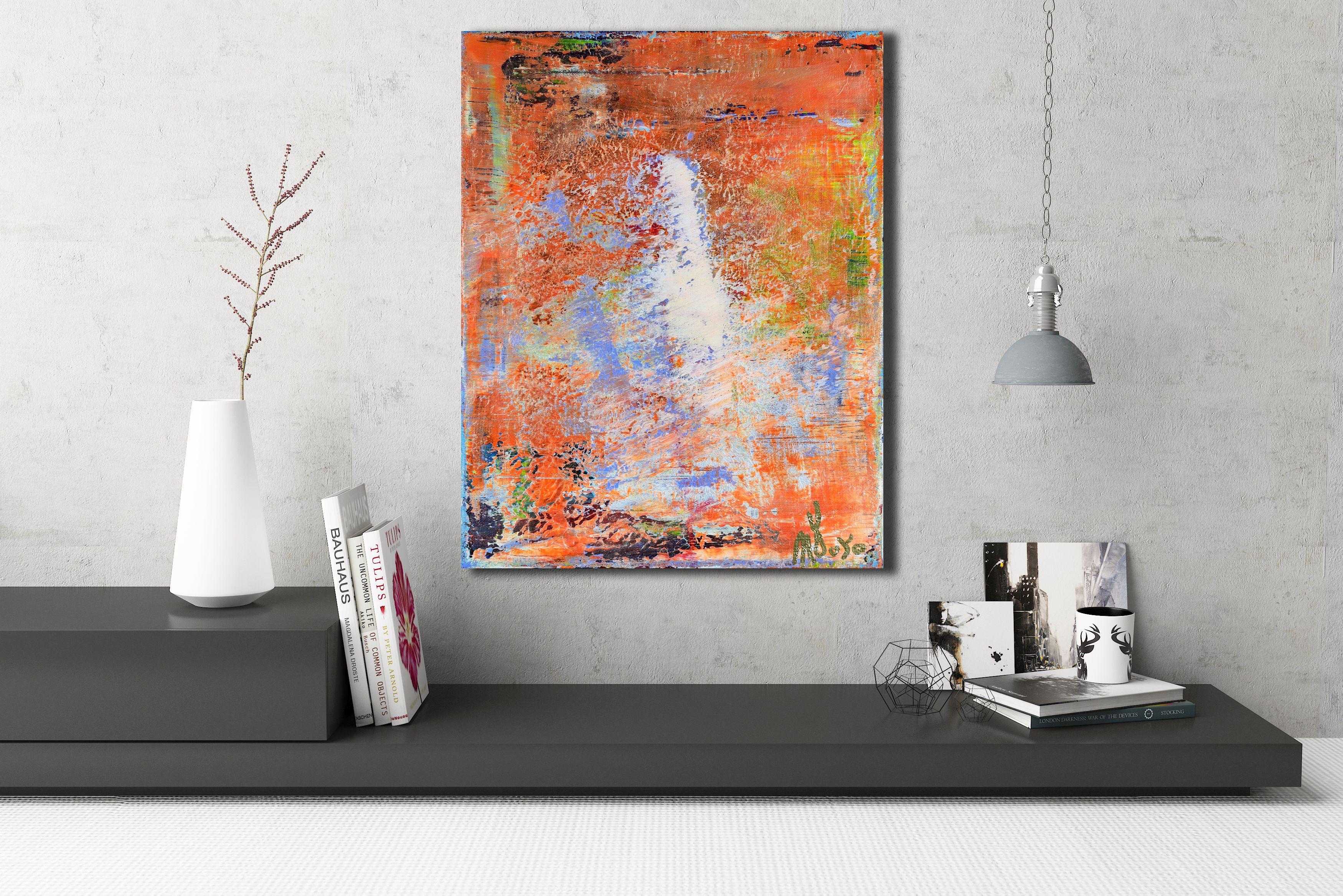 This artwork was created layering and blending thick layers of orange, white, purple, yellow over canvas, completed with glossy effects! Ready to hang, signed. I include a certificate of authenticity that lists the materials as well as when the
